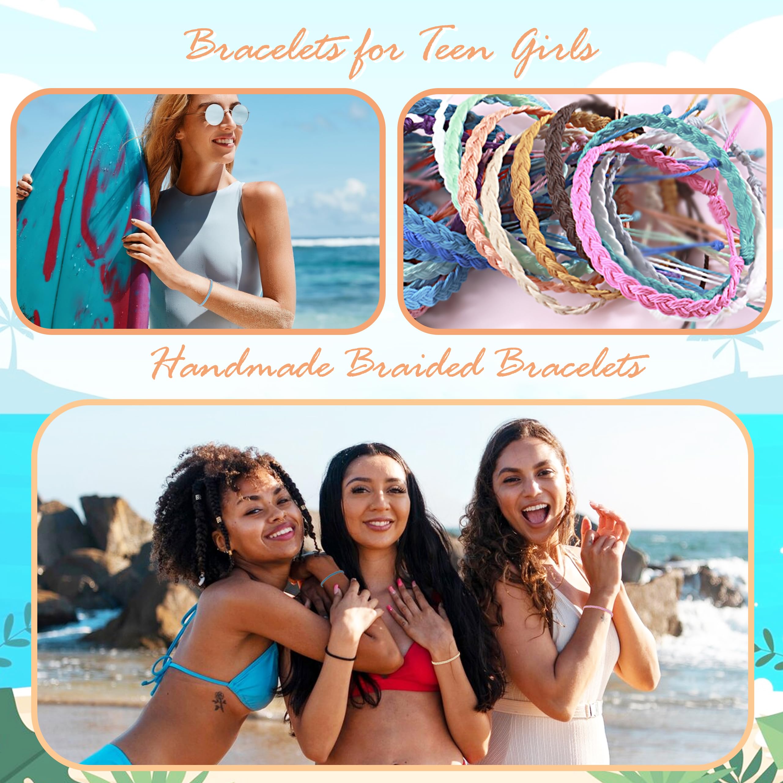 Trendy Adjustable String Bracelets for Women - Waterproof Friendship & Ankle Bracelets - Perfect for Summer, Beach, Surfing & Outfits - Great Gift & Stocking Stuffer Idea