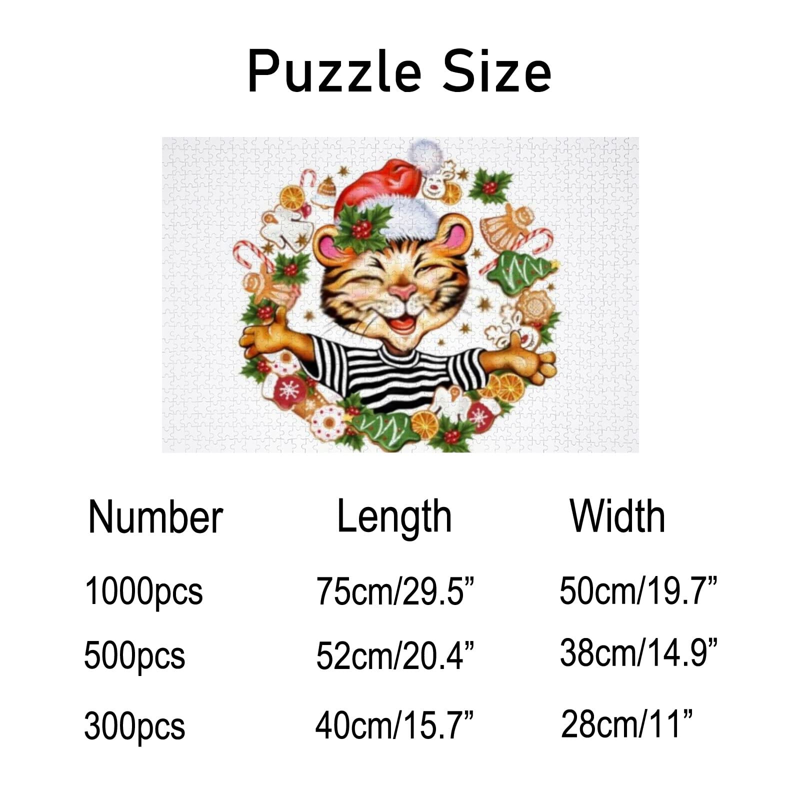 500-Piece Cartoon Tiger & Gingerbread Christmas Jigsaw Puzzle for Adults, Teens & Kids - Fun Family Game, Creative Gift Idea for Holidays & Parties