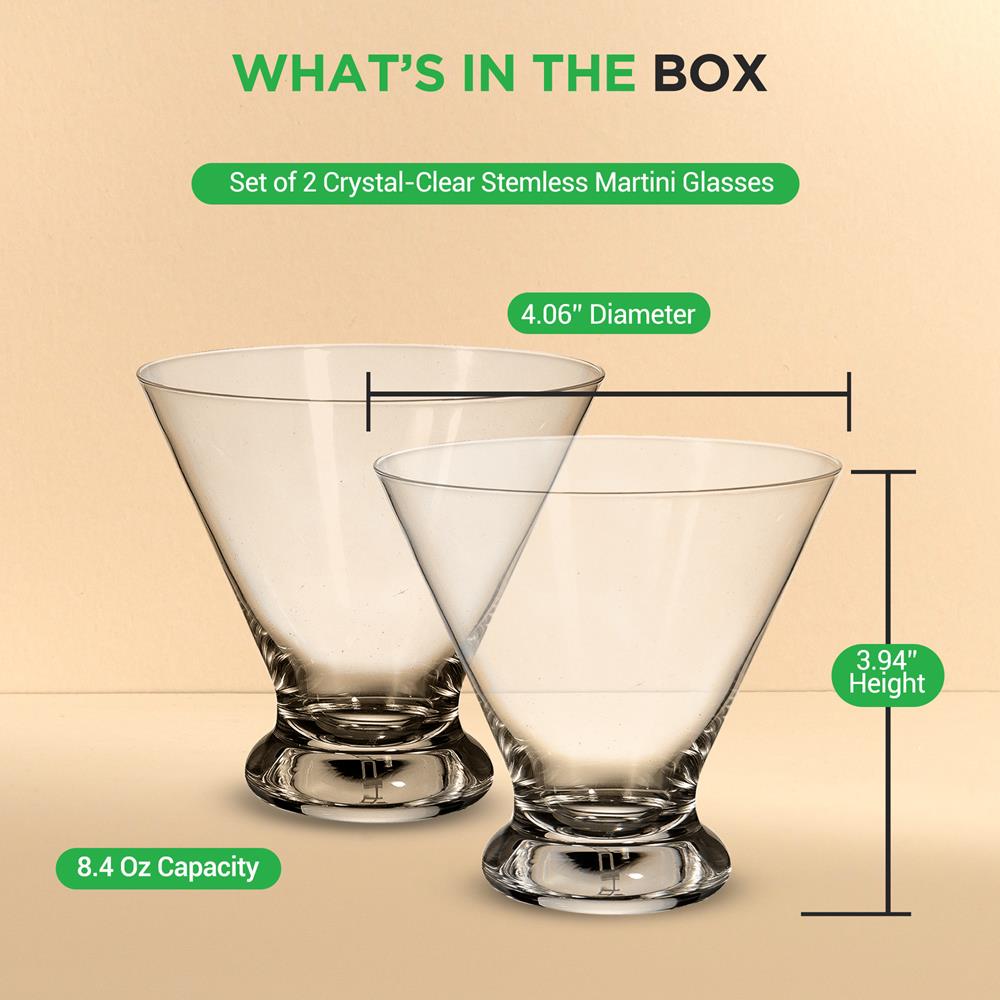 Premium Crystal Clear Cocktail Glasses Set - 12-Piece Shatterproof Barware for Margaritas, Martinis & Mojitos - Elegant Drinkware for Home Bars, Parties & Wedding Receptions