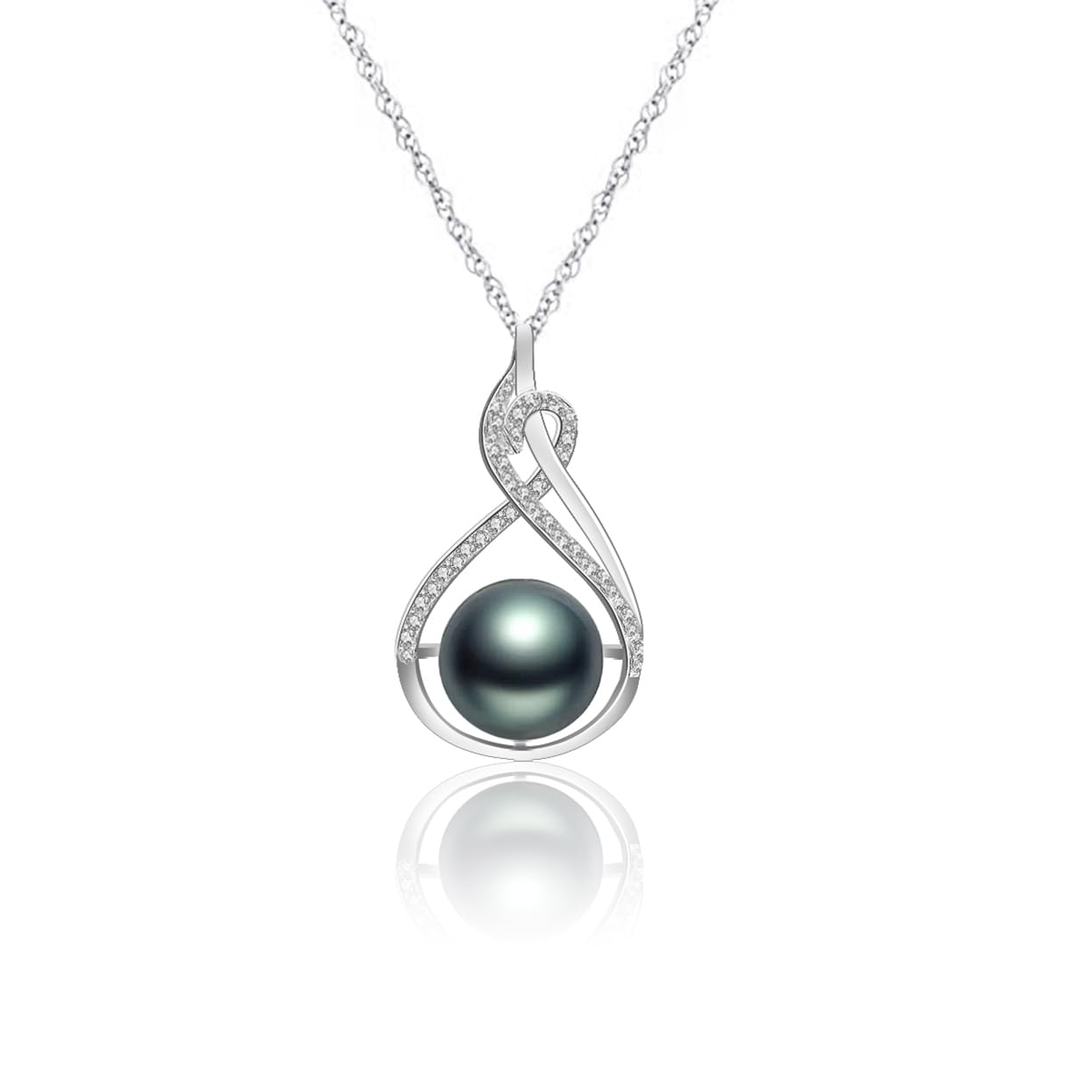 Tahitian Black Pearl Necklace for Women - 18K Gold Plated Sterling Silver Pearl Pendant - Elegant Gift for Wife, Mom, Girlfriend - Perfect for Wedding, Birthday, Anniversary, Mother's Day, Valentine's Day & Christmas - Luxury Jewelry for Special Occasions & Evening Events