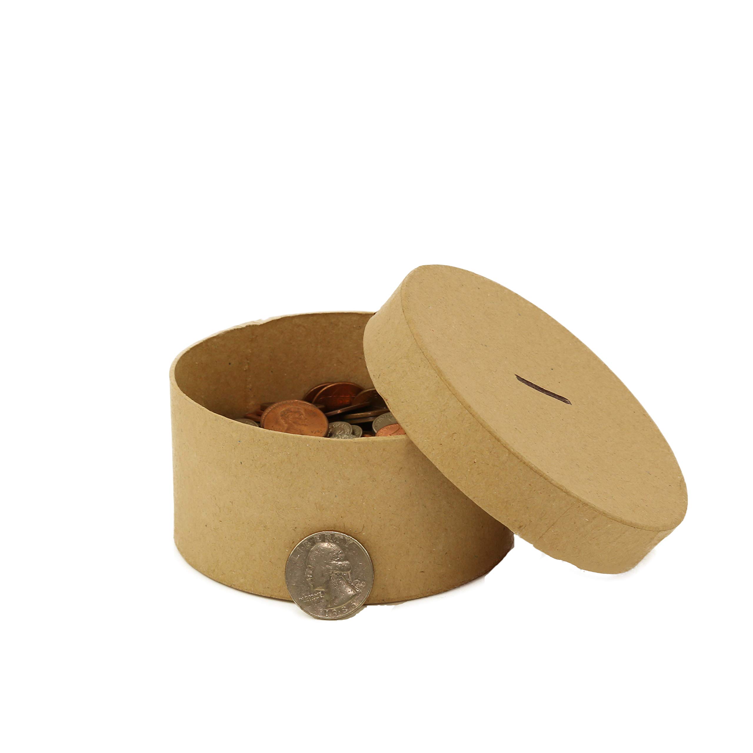 Handmade Round Paper-Mache Gift Box with Lid - Set of 12 for DIY Crafts, Wedding Favors, Party Decorations & Jewelry Storage