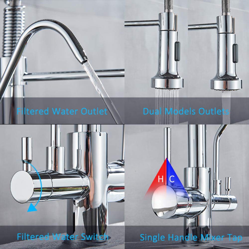 360° Rotating 3-Way Kitchen Faucet Water Filter - Pure Drinking Water Tap with Spring Design for Home & Office Use | Perfect for Cooking, Drinking, and Washing Fruits
