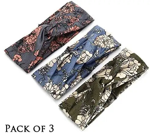 Boho Criss Cross Headband 3-Piece Set - Stylish Hair Accessories for Women, Girls, Yoga, Festivals & Everyday Wear