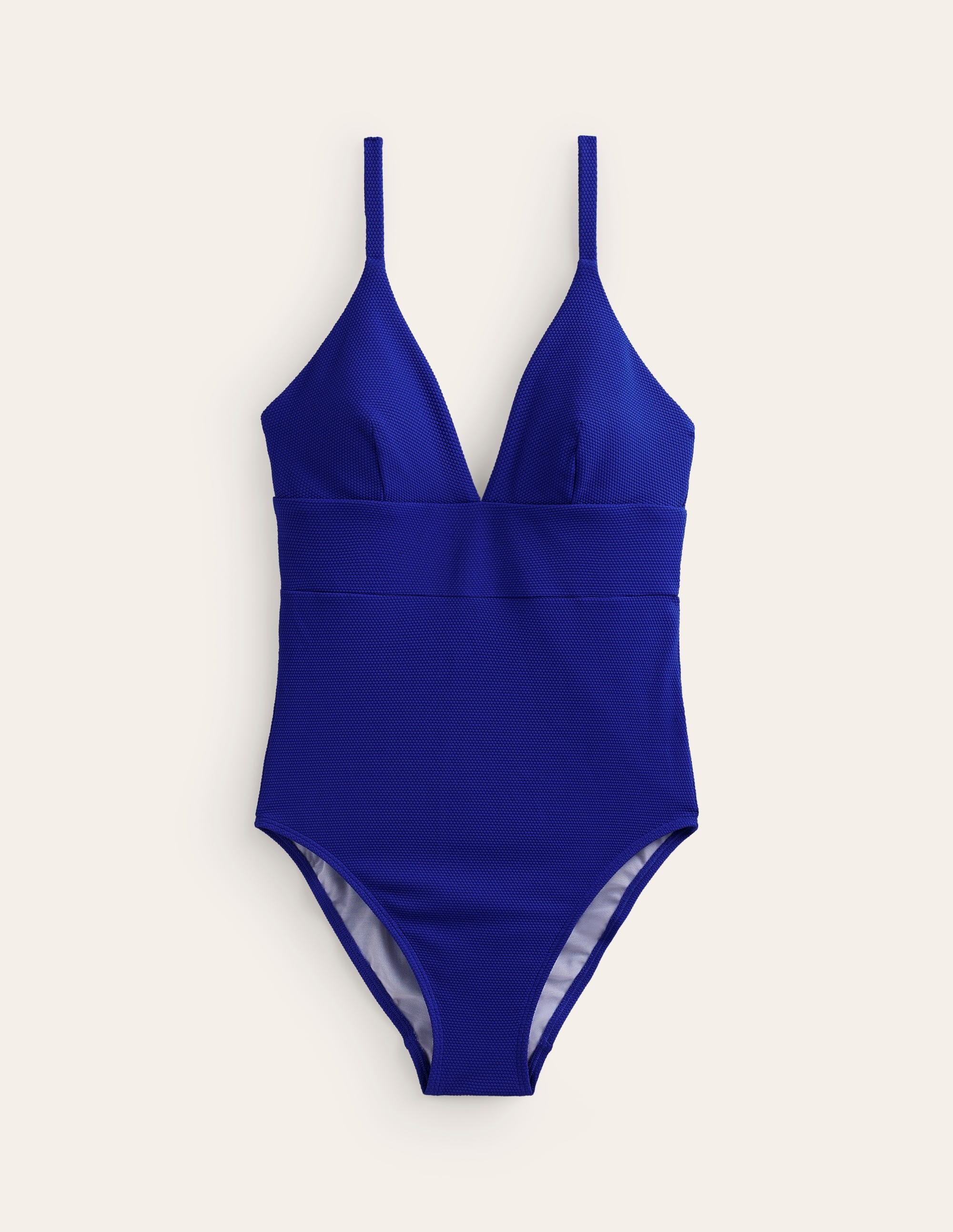 Arezzo V-Neck Panel Swimsuit for Women - Textured Blue Surf Print One-Piece Bathing Suit - Perfect for Beach Vacations, Pool Parties & Summer Getaways