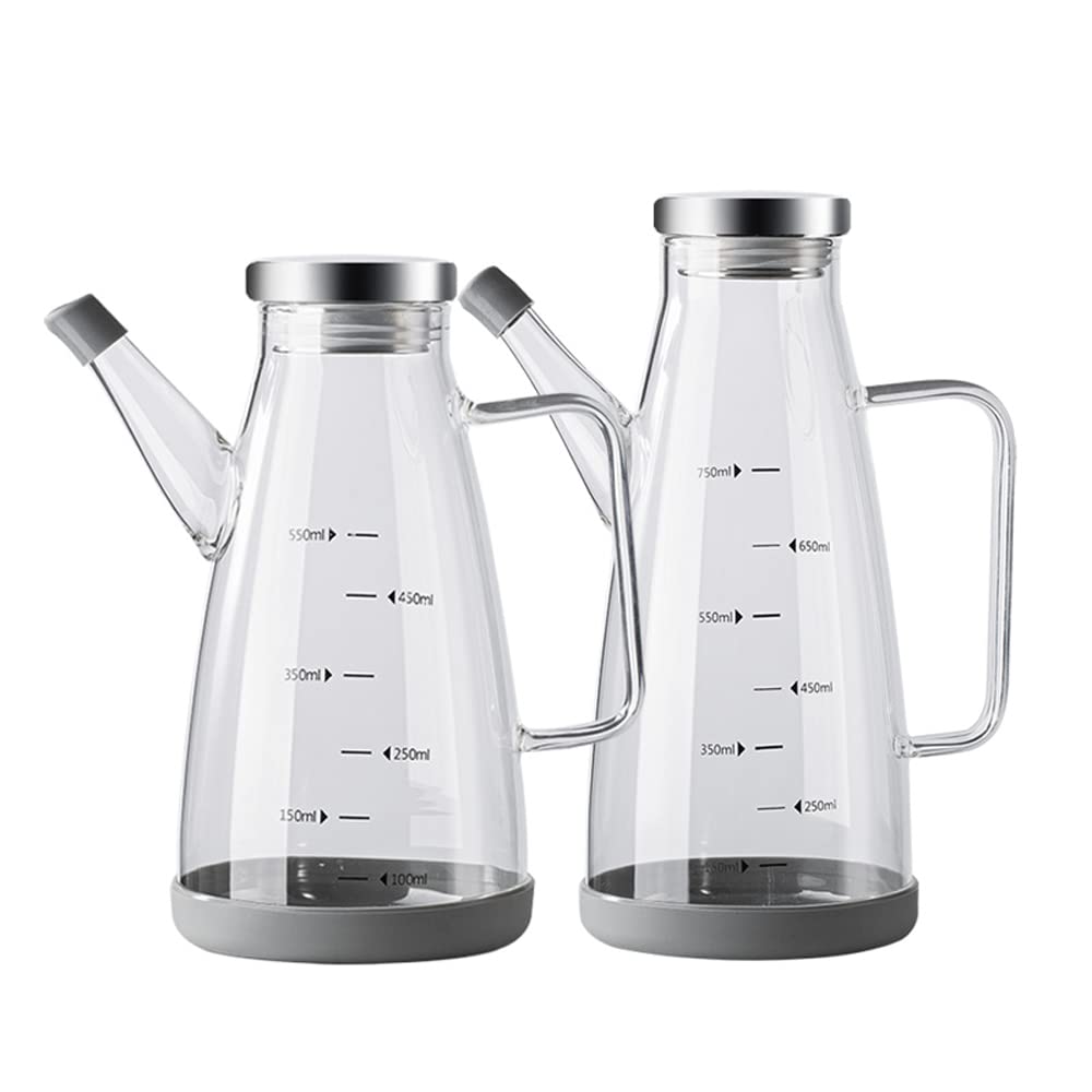 Premium Glass Oil Bottle with Leak-Proof Design - 2 Sizes for Kitchen Use | Olive Oil Dispenser, Soy Sauce & Vinegar Container | Perfect for Cooking, Salad Dressing & Fuel Storage