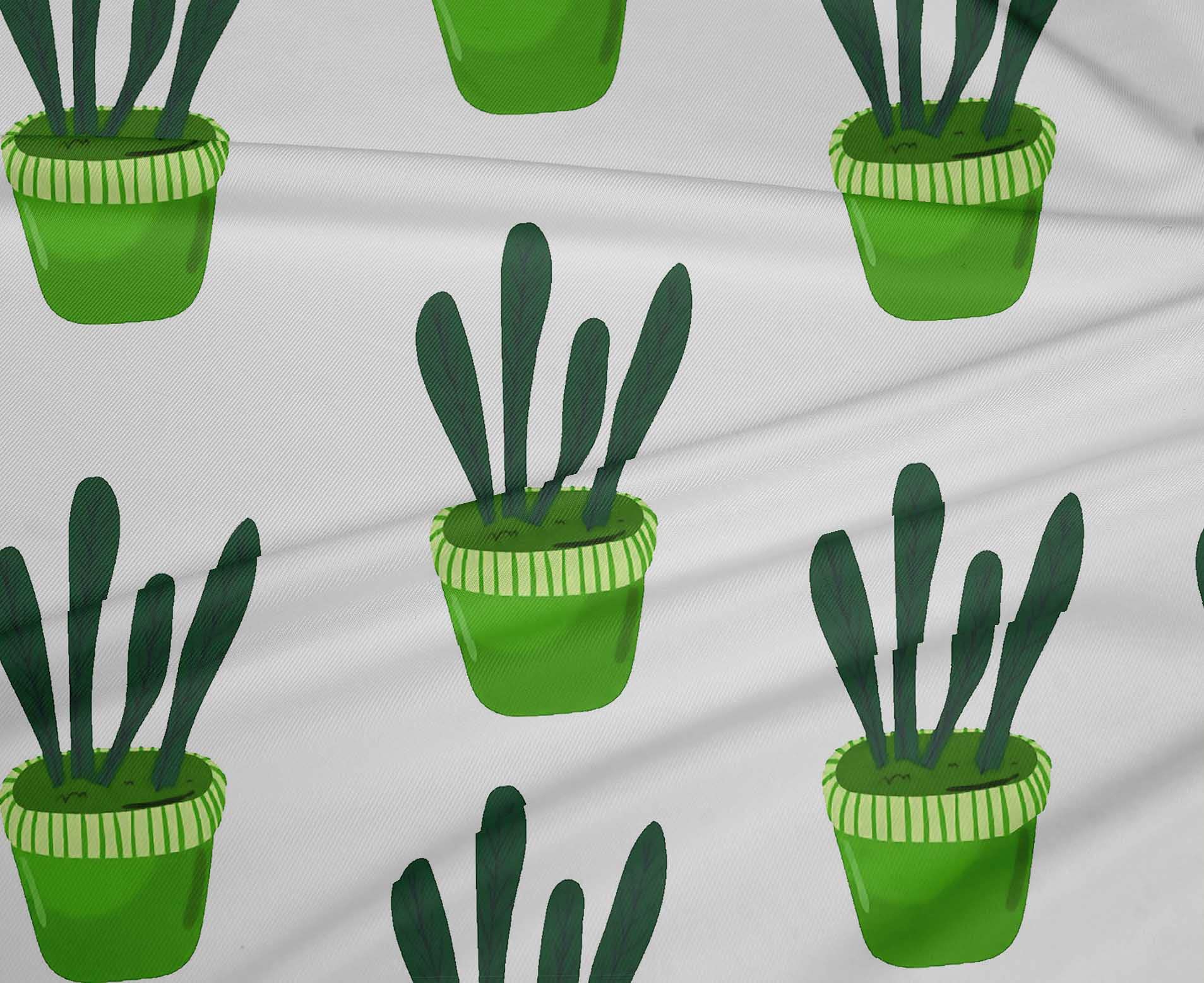 oneOone Polyester Spandex Light Green Cactus Print Fabric - 56 Inch Wide Stretch Material for DIY Clothing, Sewing Projects & Home Decor | Soft, Durable & Easy to Sew