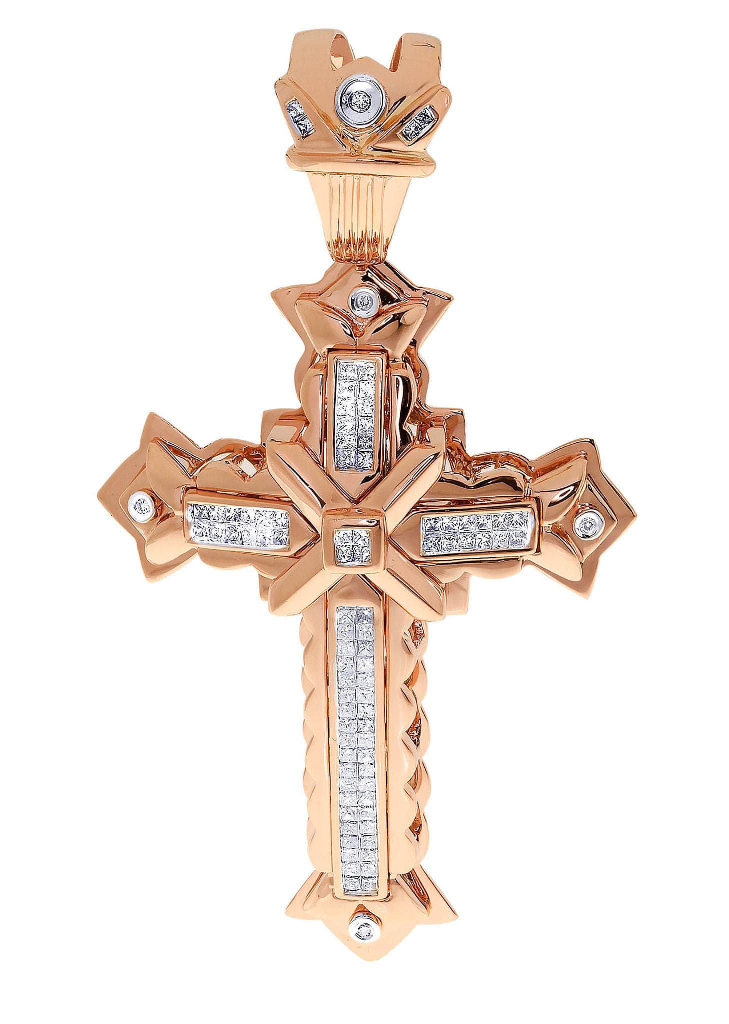 1.28 Carat Diamond Cross Pendant Necklace - 24.76 Grams Solid Gold Religious Jewelry for Women & Men - Perfect for Baptism, First Communion & Wedding Gifts