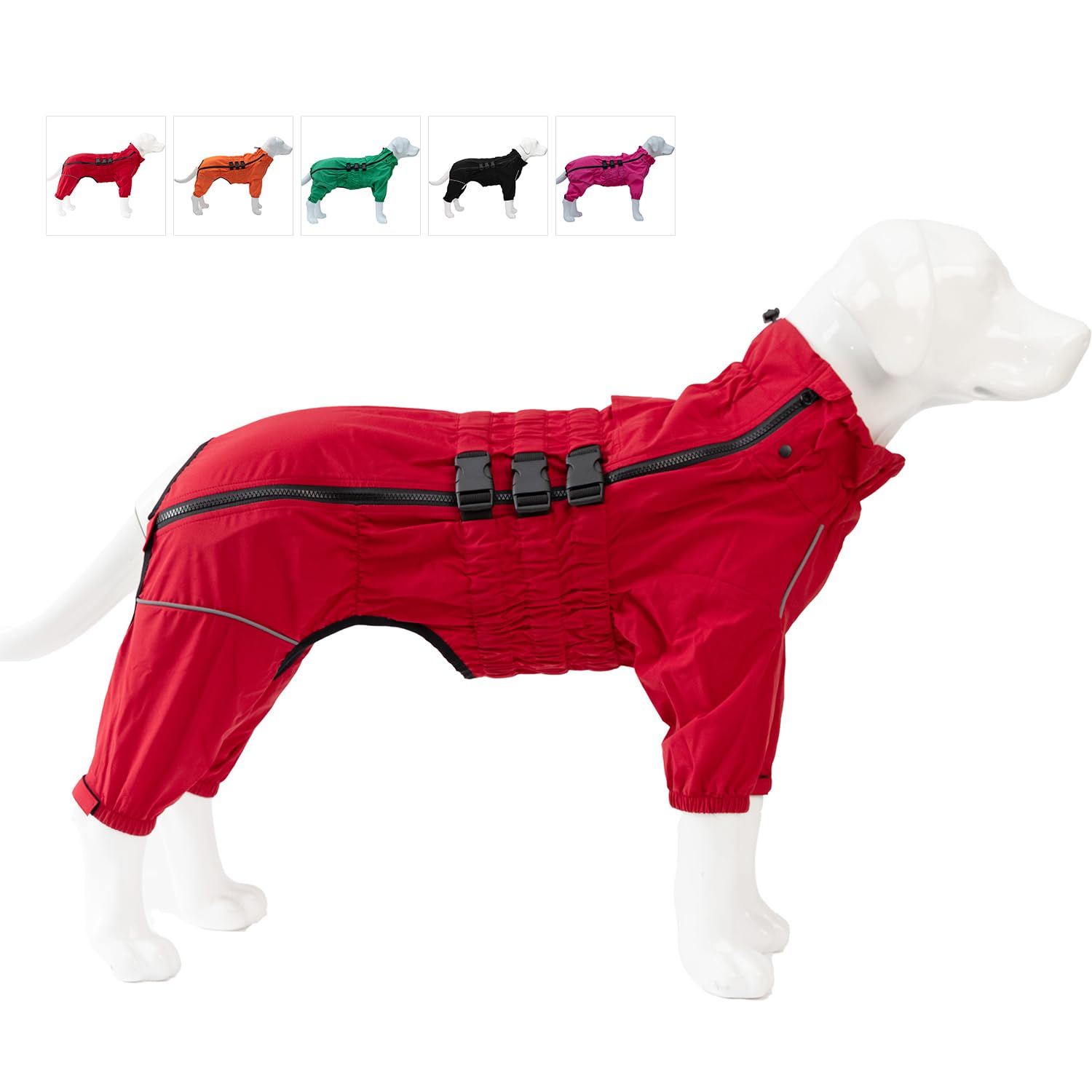 Waterproof Dog Jacket - Lightweight Reflective Raincoat & Windproof Snow Vest for Small, Medium, Large Dogs (Red) - Perfect for Outdoor Adventures, Rainy Walks & Winter Protection