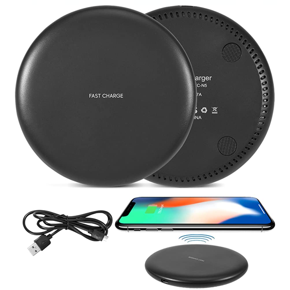 Fast Wireless Charger Pad 10W for Samsung Galaxy S21 - Soft Touch Top, Qi-Certified, Compatible with iPhone & Android - Perfect for Home, Office & Travel Charging