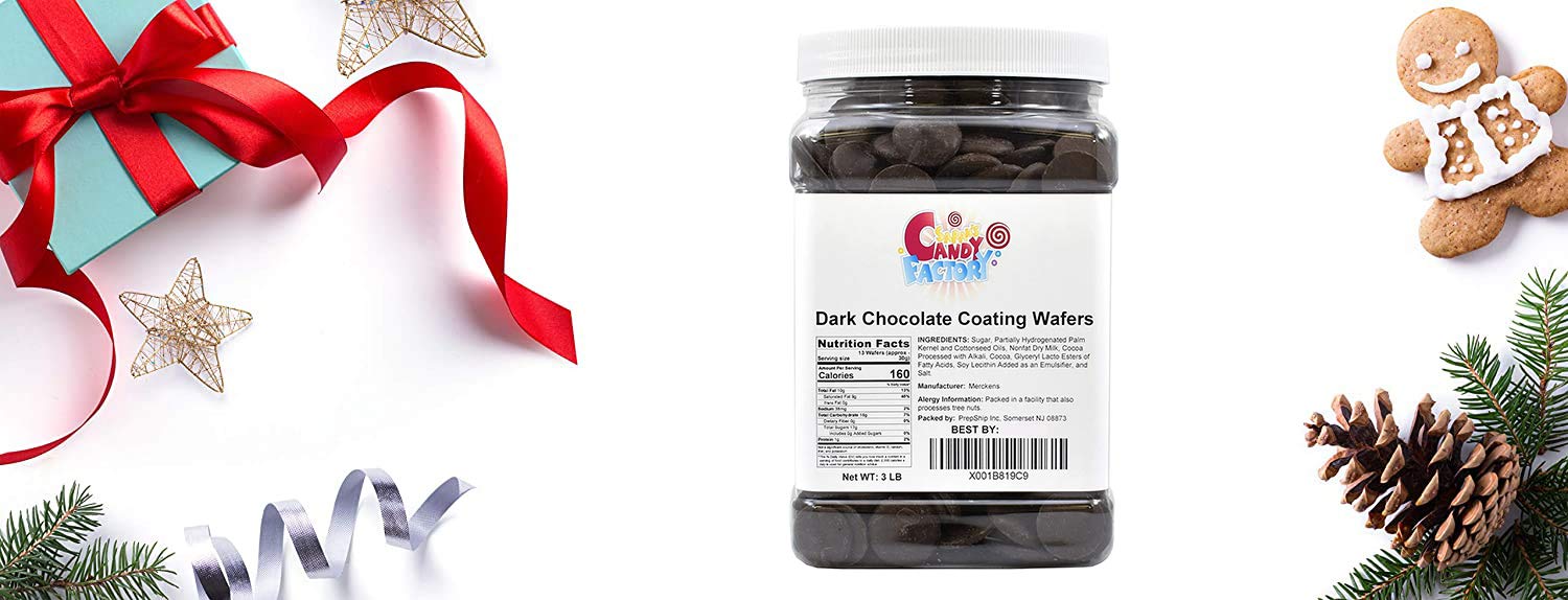 Dark Chocolate Melting Wafers - Kosher Gluten-Free 3lb Jar for Baking & Decorating