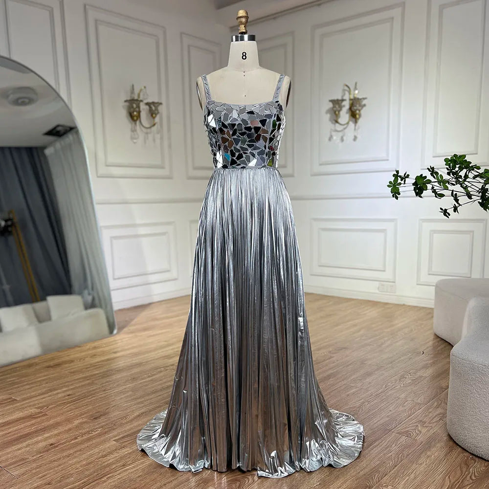 Elegant Blue Spaghetti Straps Lace-Up Back Mermaid Prom Dress with Beaded Sequins for Women - Perfect for 2025 Weddings, Parties & Special Occasions | LA72612