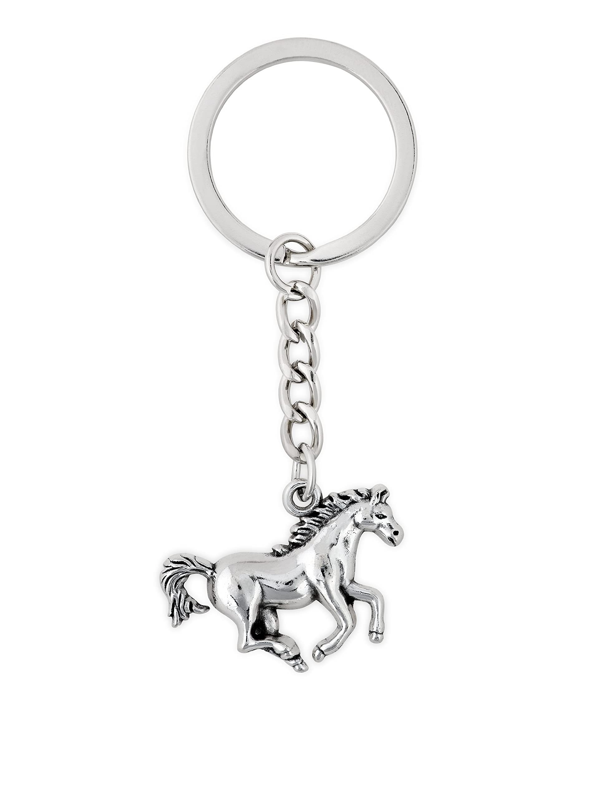 Vintage Running Horse Keychain with Initial - Rustic Equestrian Animal Key Ring for Horse Lovers - Perfect for Gifts, Backpacks, and Keychains
