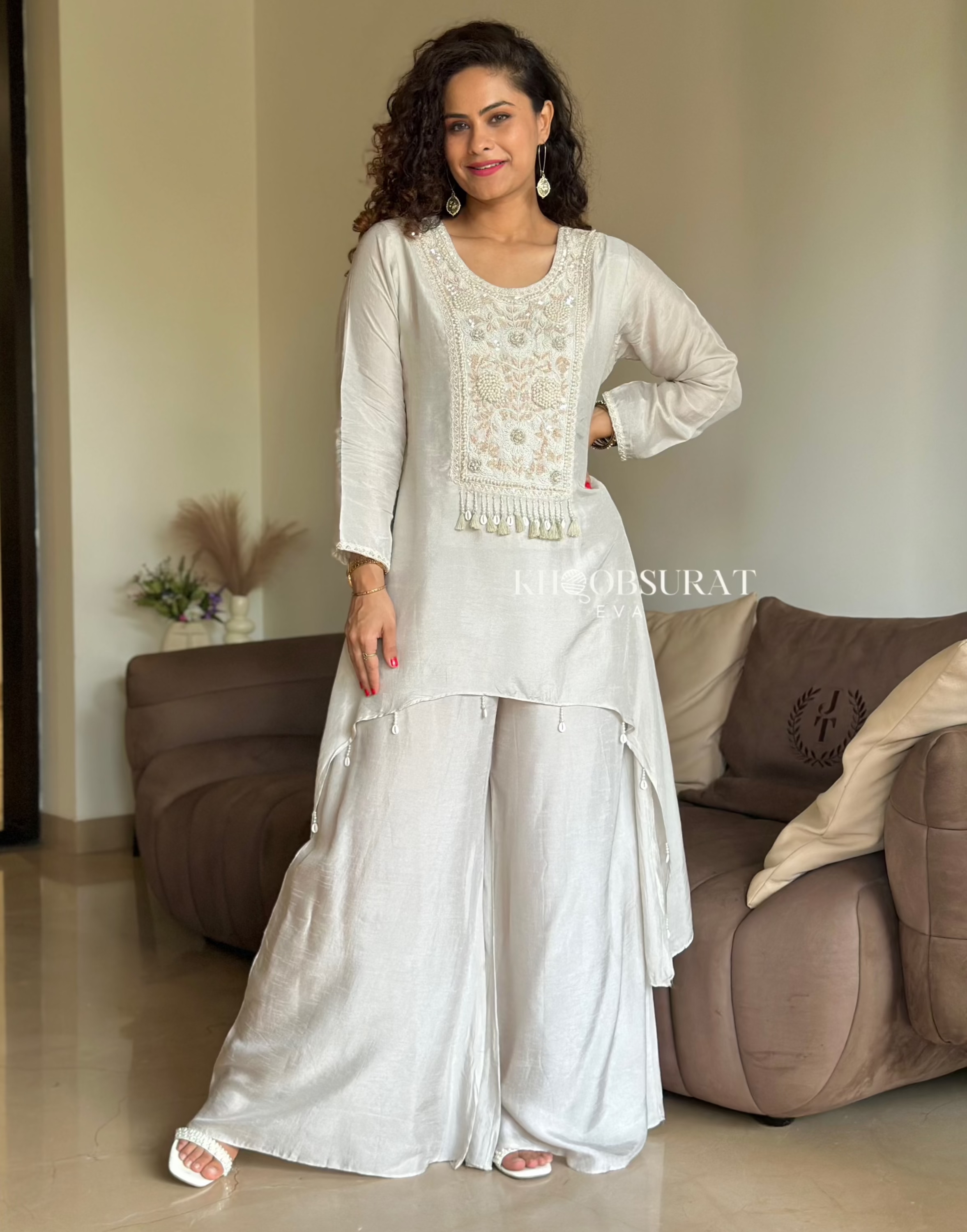 Elegant White Apsara Wedding Kurti Set for Brides - Perfect for Indian Weddings, Festivals & Special Occasions