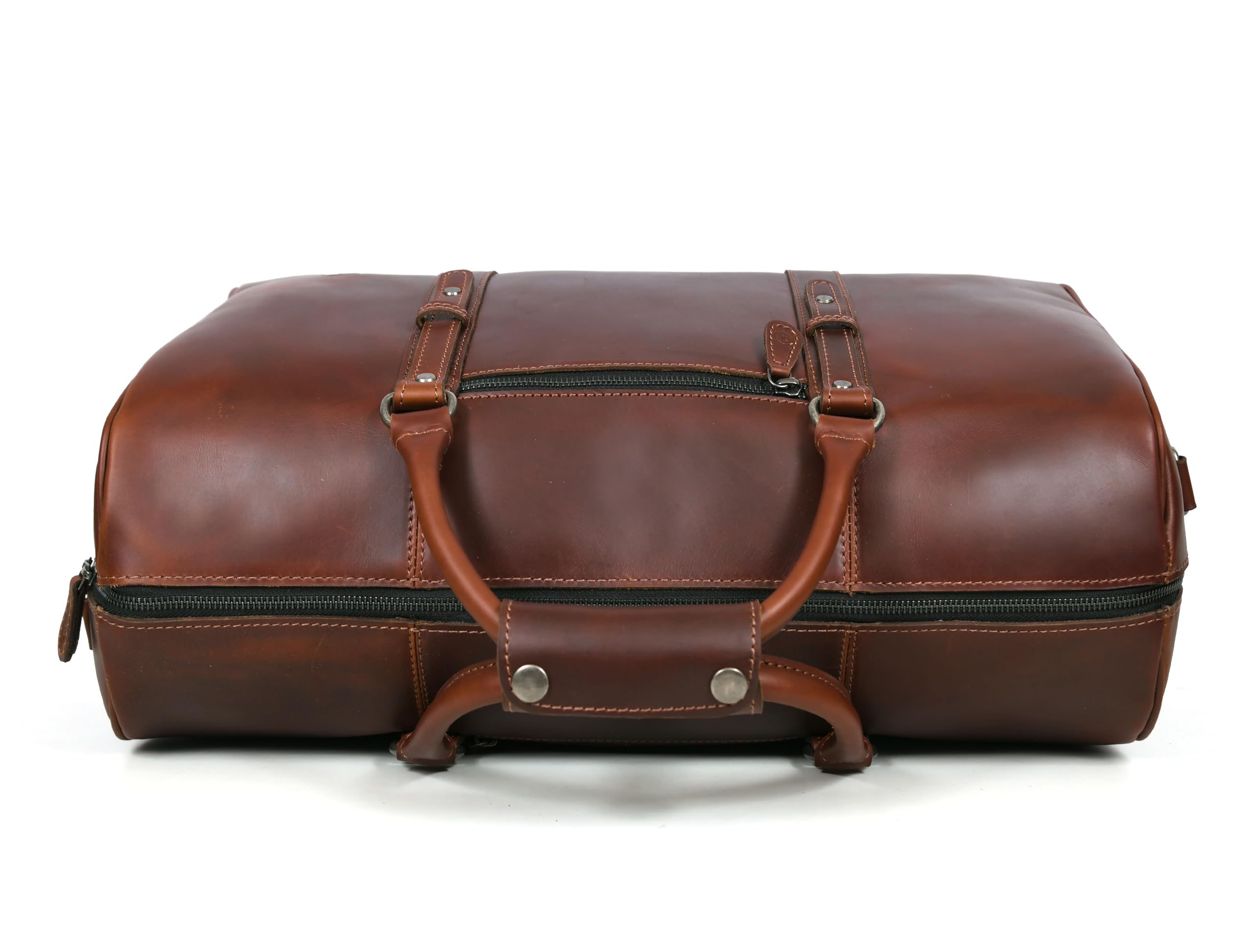 Premium Genuine Leather Travel Duffel Bag - Waterproof Gym & Sports Weekender Bag - Airplane Approved Carry-On Luggage - Perfect Father's Day Gift for Men by Aaron Leather Goods - Ideal for Business Trips, Gym Workouts & Weekend Getaways