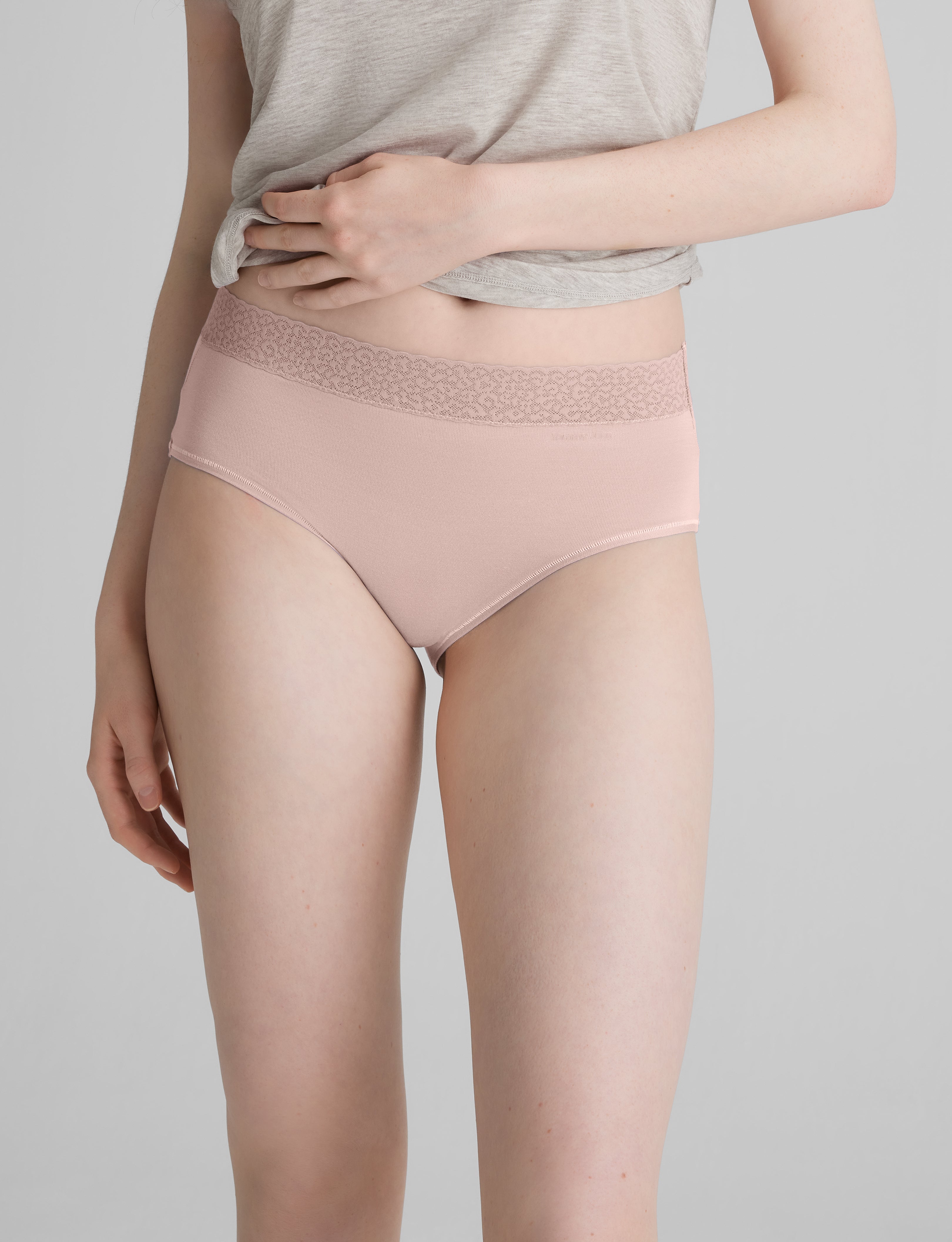 Women's High Rise Lace Waist Second Skin Briefs - Seamless Comfort Underwear for Everyday Wear & Special Occasions
