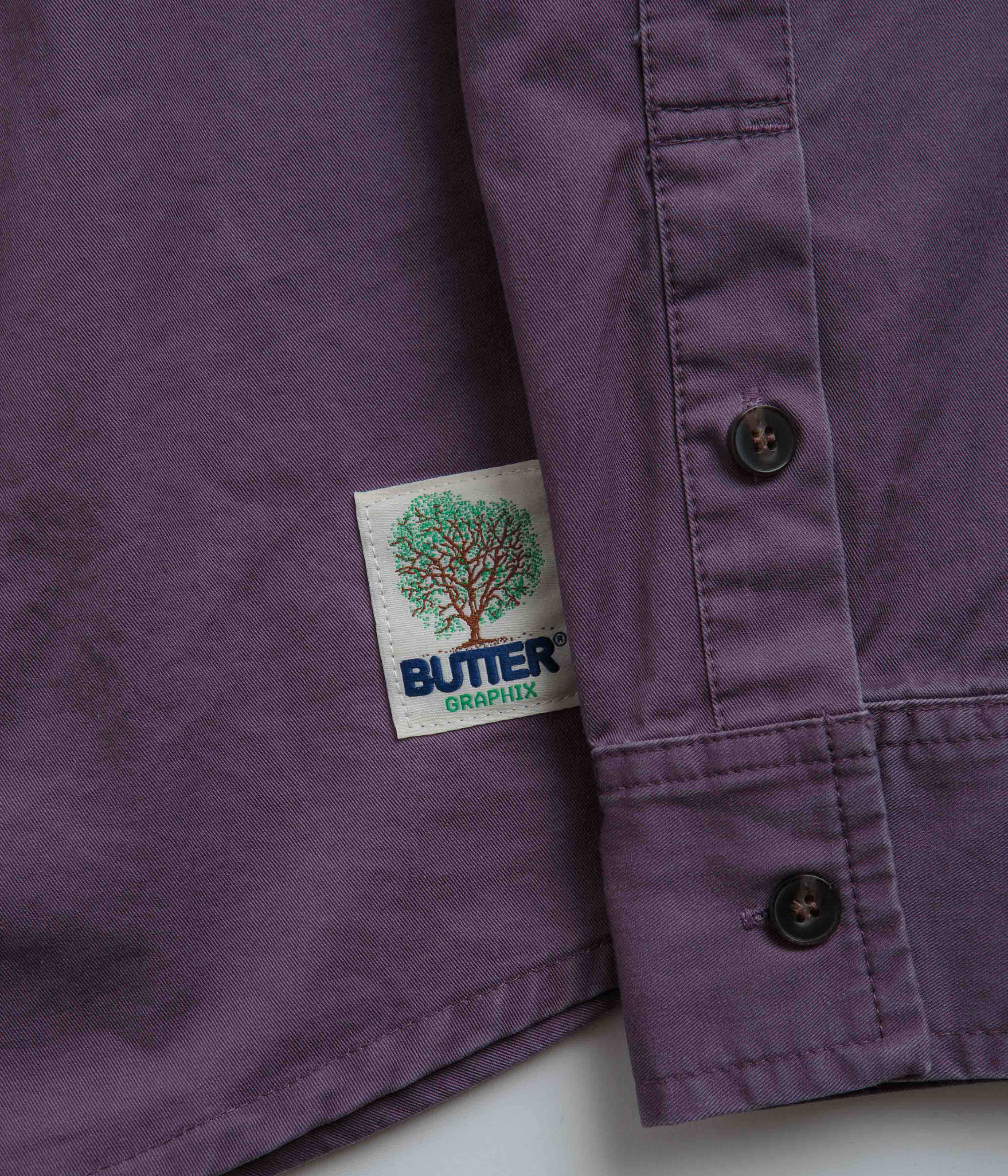 Butter Goods Washed Pocket Shirt - Soft Cotton Button Down Shirt for Men in Eggplant Purple | Casual Wear, Street Style & Everyday Outfits