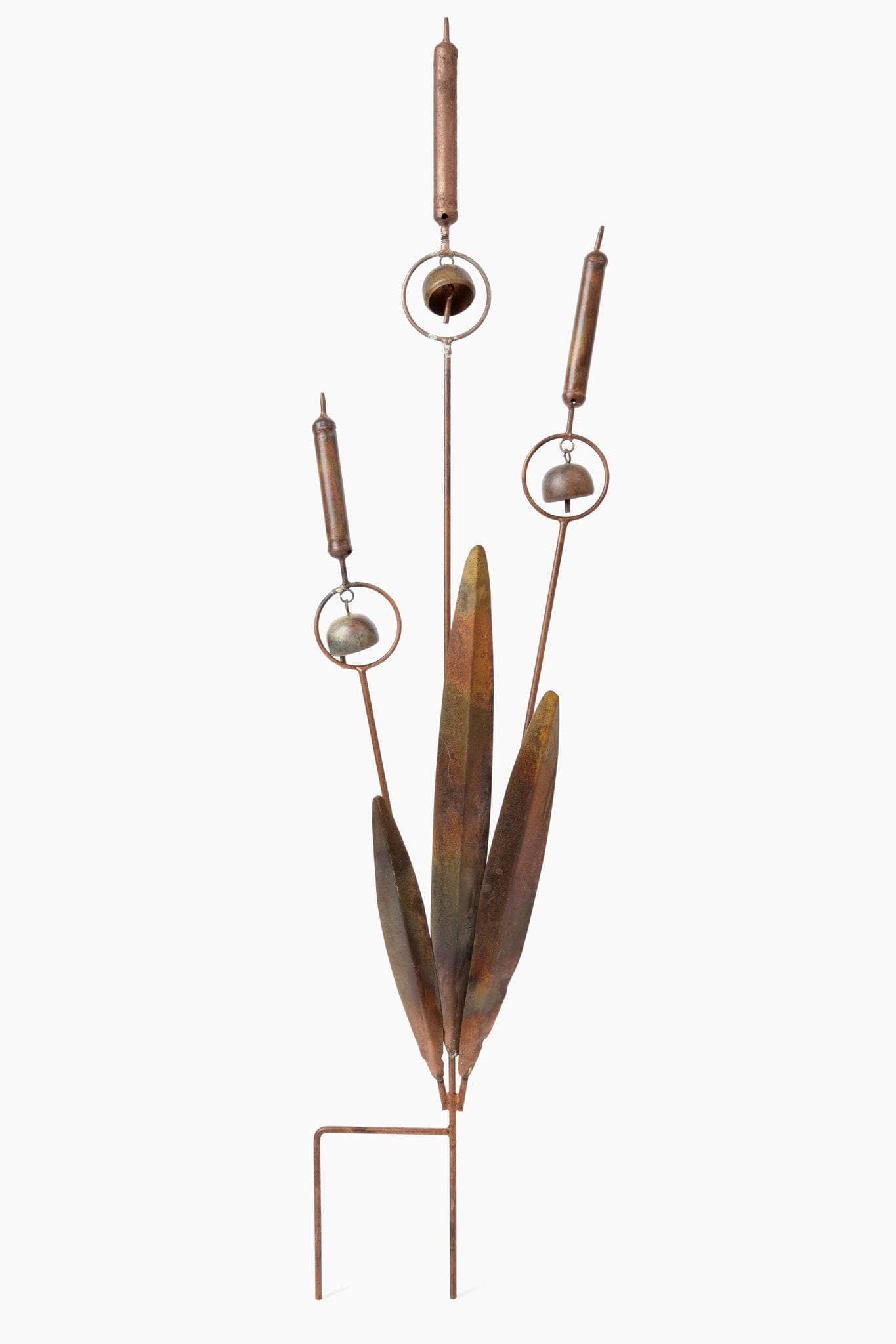 Triple Cattail Garden Stake - Decorative Outdoor Metal Plant Stakes for Flower Beds, Lawn & Patio Decor - Rust-Resistant Yard Art for Garden Landscaping