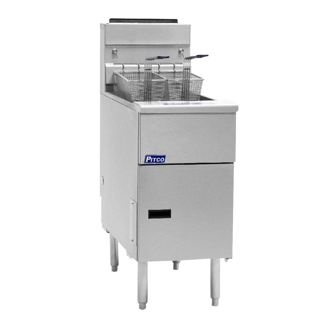 Used Pitco SG14S 40-50 Lb. Natural Gas Floor Fryer 110,000 BTU - Commercial Kitchen Deep Fryer for Restaurants & Fast Food Businesses