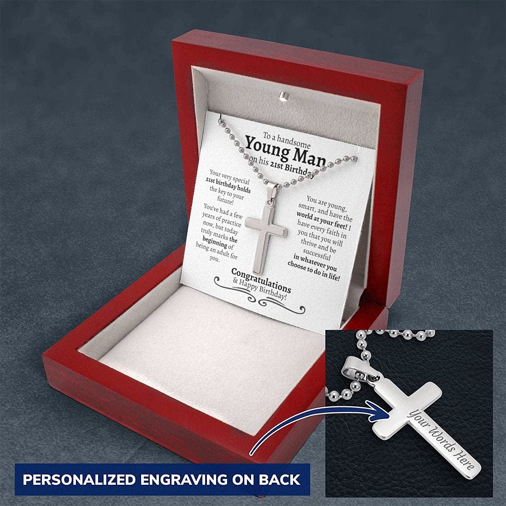 Personalized Jewelry Gift - Forever Love Necklace for Men | 21st Birthday Gift for Him, Son, Boyfriend | Custom Engraved Necklace for 21 Year Old Male | Perfect Birthday Present for 21st Birthday Guy | Ideal for Anniversaries, Graduations & Special Occasions