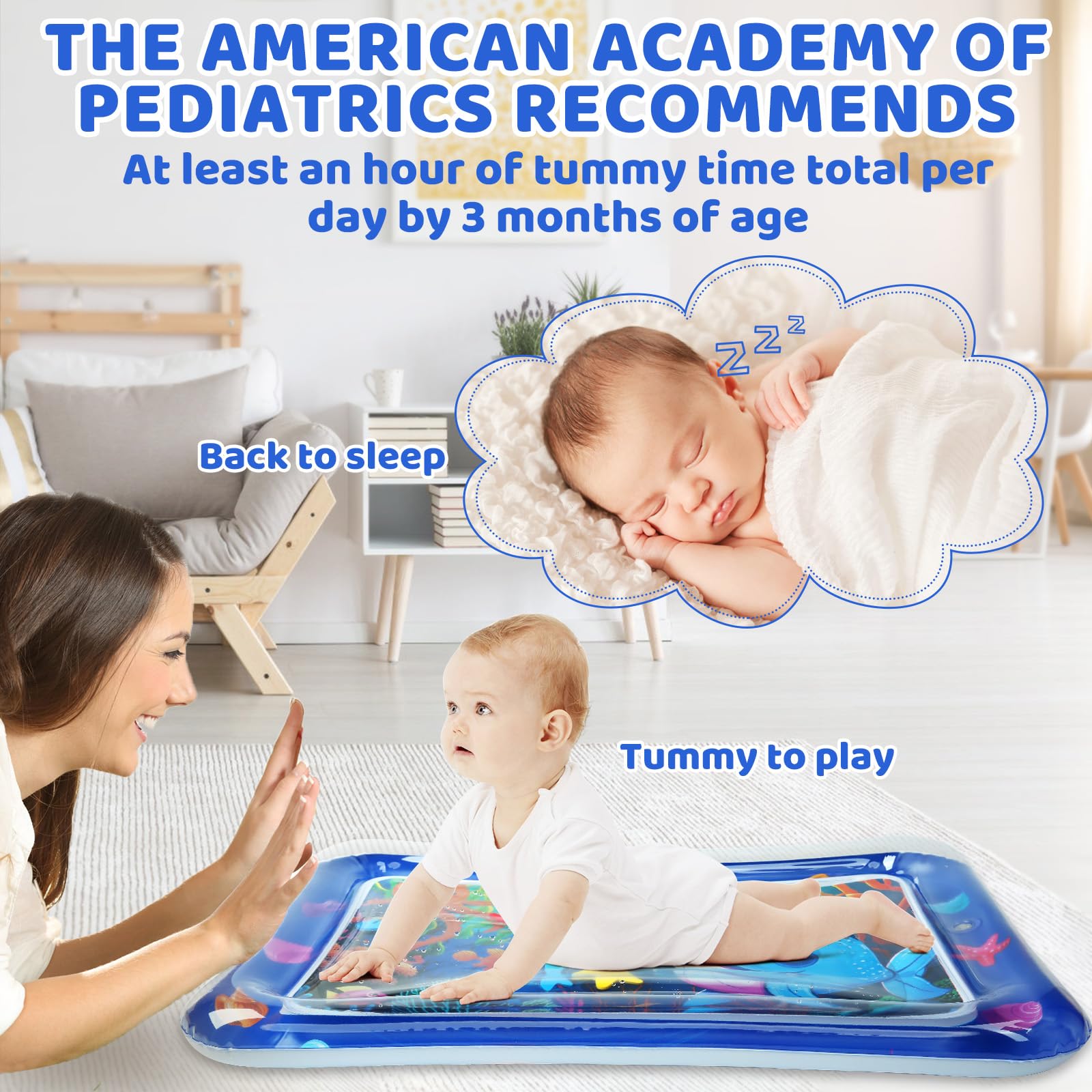 Inflatable Tummy Time Water Mat for Babies 3-24 Months | Premium Developmental Baby Play Mat | Portable Infant Toys for Crawling & Sensory Play | Perfect Baby Shower Gift for Newborns & Toddlers