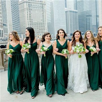 Emerald Green Chiffon Bridesmaid Dresses - Elegant Mismatched Styles for Wedding Parties | WG631 | Perfect for Formal Events, Bridal Showers & Special Occasions