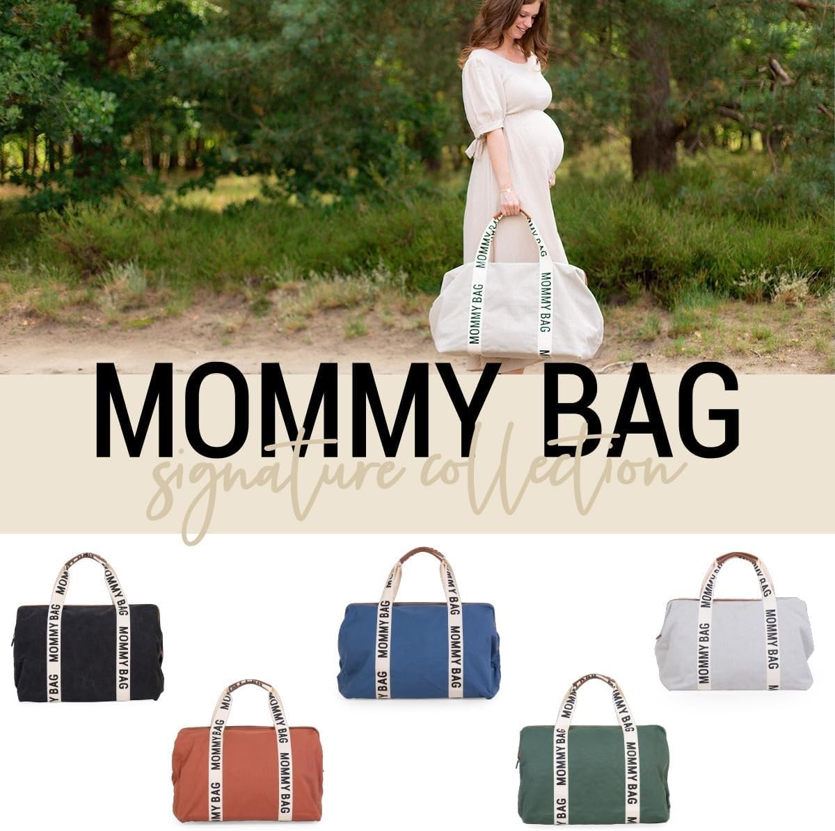 Childhome Signature Mommy Bag - Waterproof Sporty Diaper Tote for Travel | Large Baby Essentials Organizer for Moms | Perfect for Daycare, Park Outings & Family Vacations