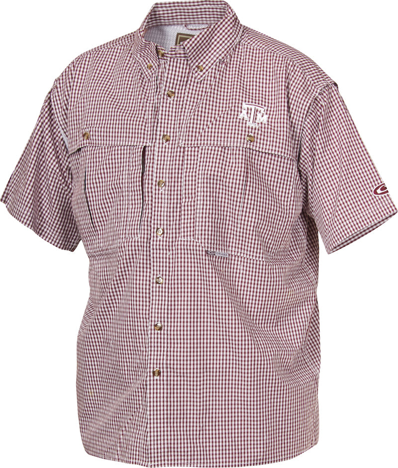 Texas A&M Plaid Wingshooter's Shirt Short Sleeve - Comfortable Hunting & Outdoor Shirt for Men - Perfect for Hunting, Fishing & Casual Wear