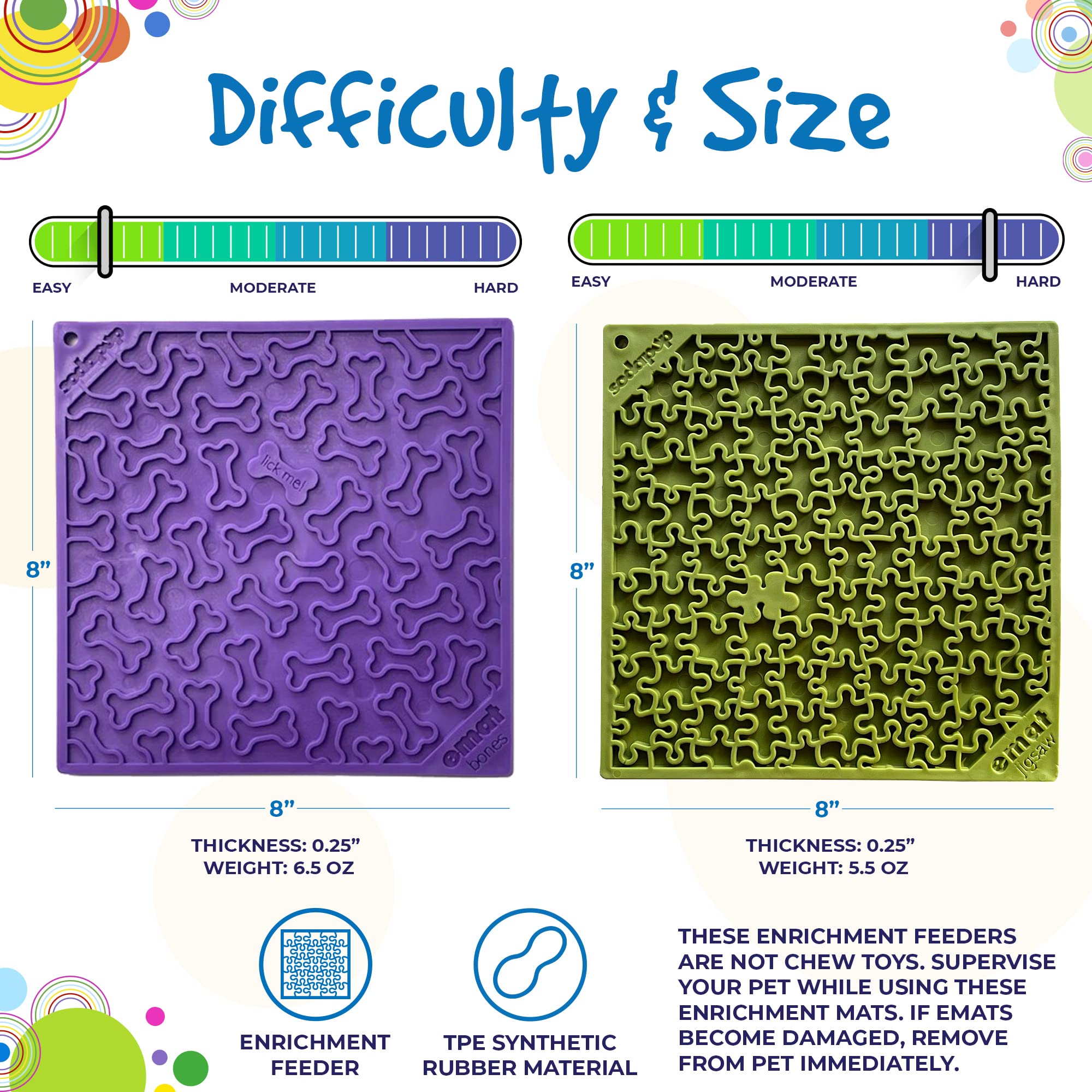 SodaPup Purple Bones & Green Jigsaw Puzzle Lick Mat Bundle – Non-Toxic Pet Feeding Mat for Dogs, Slow Feeder to Prevent Overeating & Aid Digestion | Made in USA with Food-Safe Rubber | Perfect for Anxious Pets, Mealtime Enrichment & Puzzle Toys