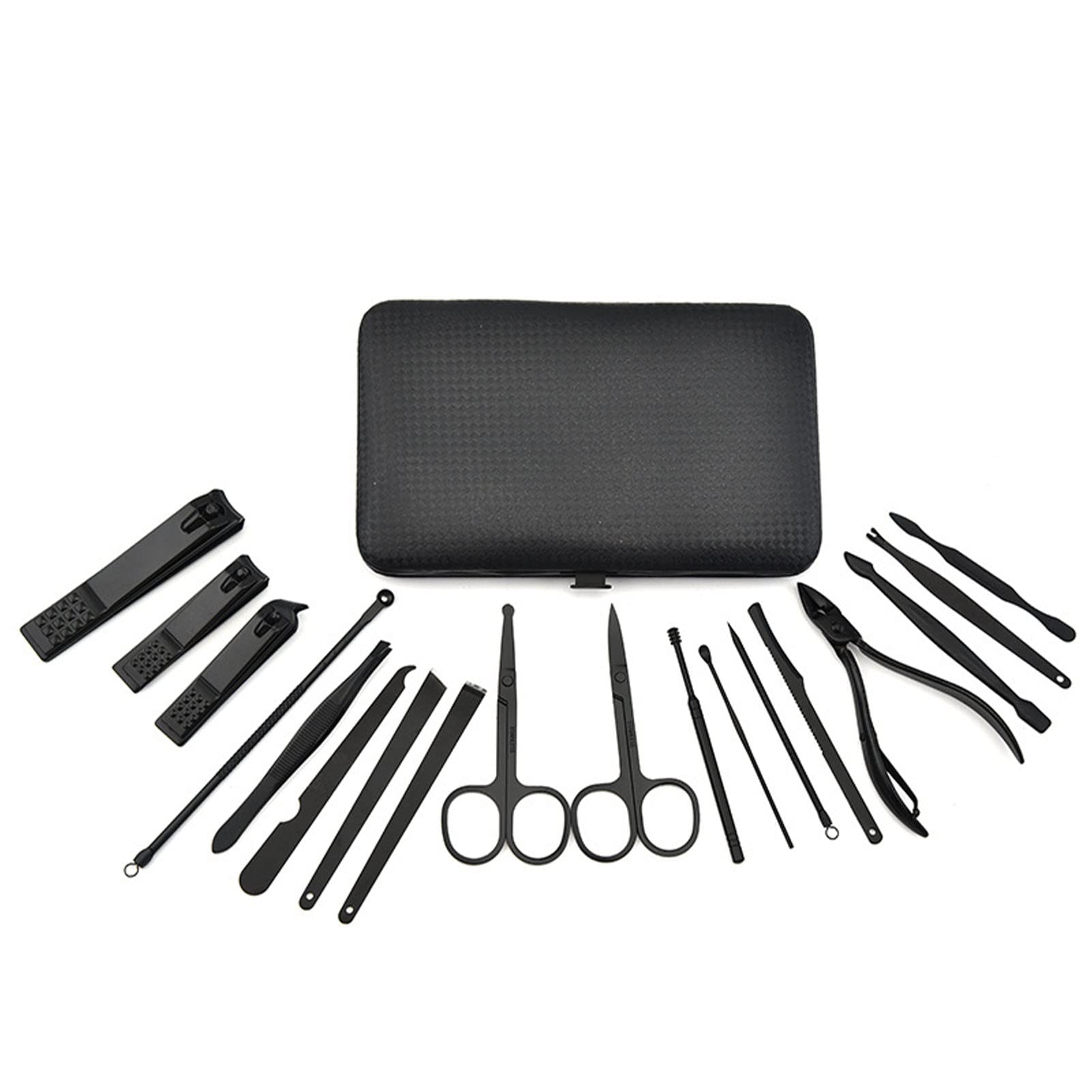 23-Piece Stainless Steel Nail Clipper Set - Portable Manicure & Pedicure Kit with Leather Case | Professional Nail Care Tools for Home, Salon & Travel Grooming | Includes Cuticle Nipper, Nail File & More