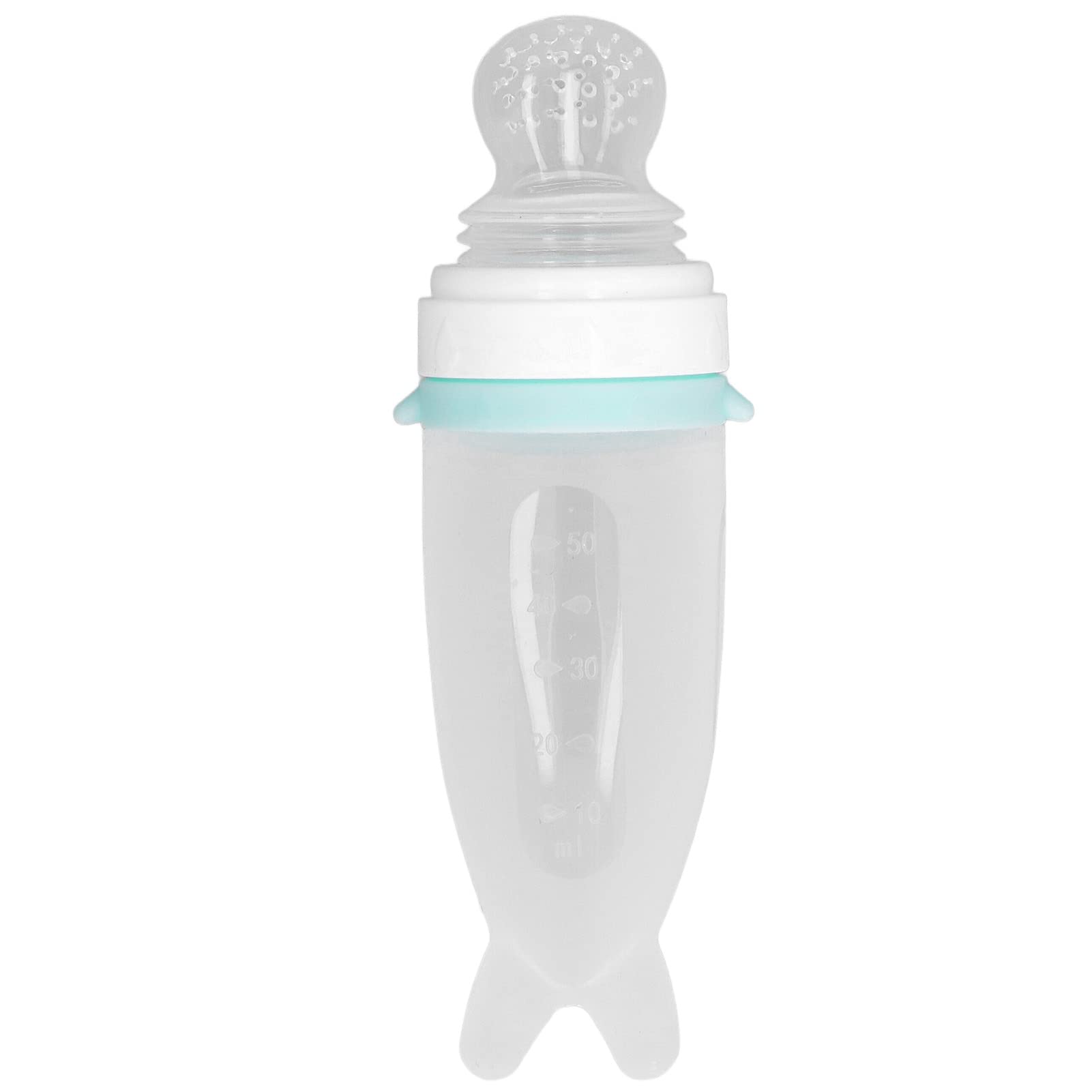Soft Silicone Baby Squeeze Bottle with Spoon Feeder - Cute Integrated Design, Easy to Clean, BPA-Free for Infant Rice Cereals & Purees - Perfect for On-the-Go Feeding at Home or Travel