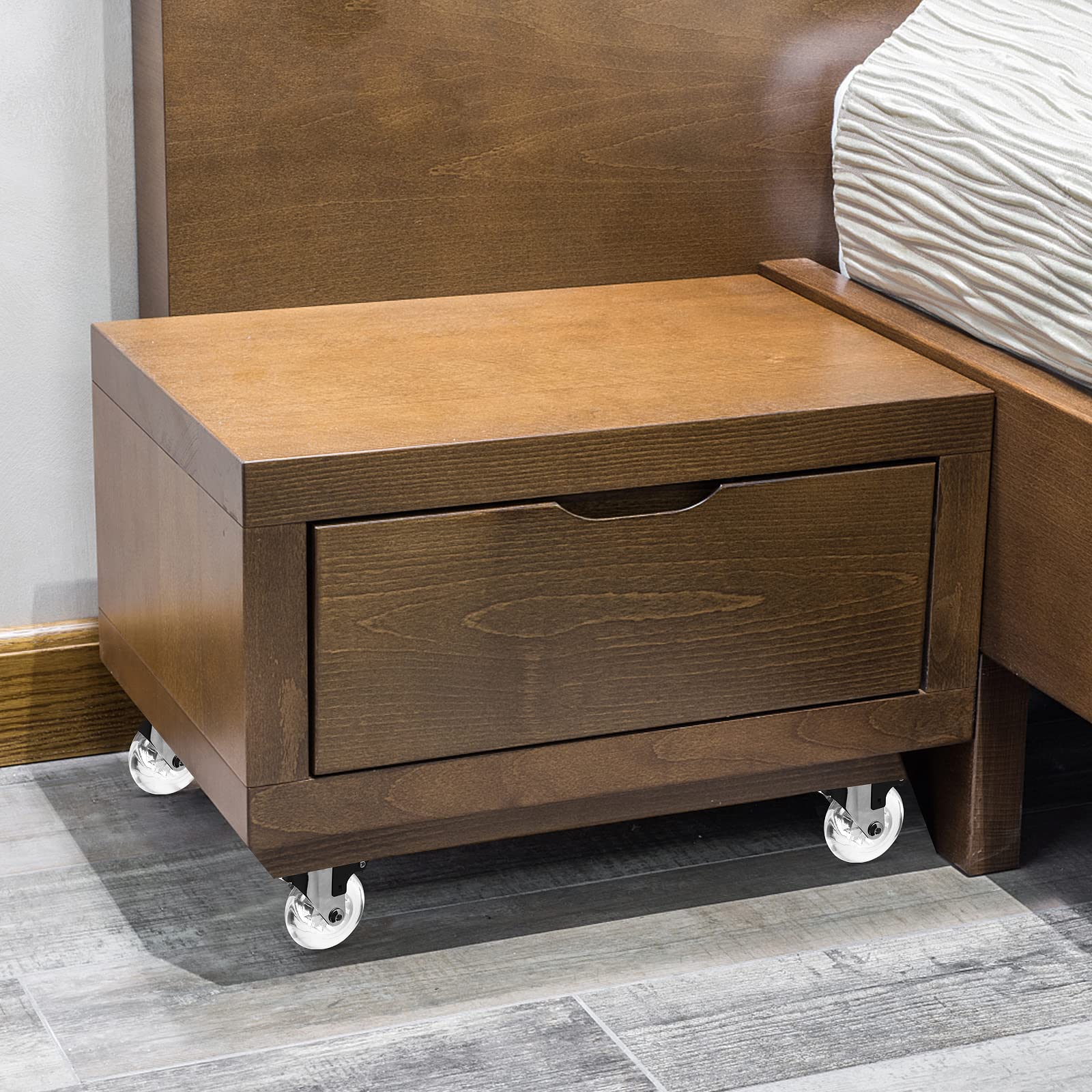 3 Inch Swivel Caster Wheels Set of 4 - 800lbs Heavy Duty Plate Casters with Mounting Hardware - Clear Industrial Wheels for Furniture, Workbench, Toolbox & Equipment - Lockable Casters for Smooth Mobility & Stability in Warehouses, Workshops & Home Use