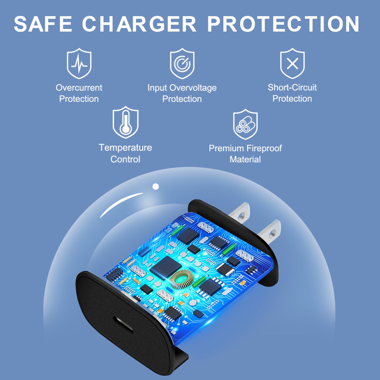 30W USB C Fast Charger Block & 6.6Ft Cable for iPhone 15 Series, Samsung Galaxy S23/S22/S21/S20 & Note 20 - Quick Charging Power Adapter for Home, Office & Travel