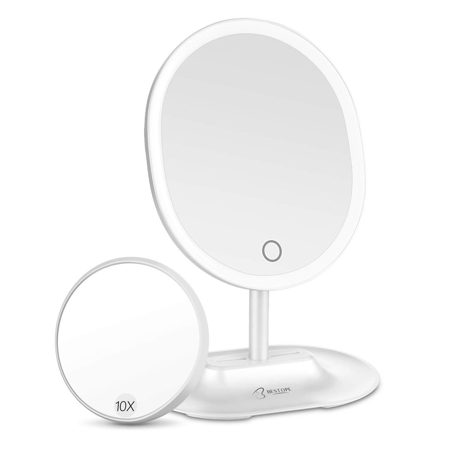 LED Vanity Mirror with Natural Daylight Illumination - Touch Screen Oval Makeup Mirror with Dimmable Brightness, USB/Battery Powered - Perfect for Home Dressing Table, Bathroom & Professional Makeup Artists