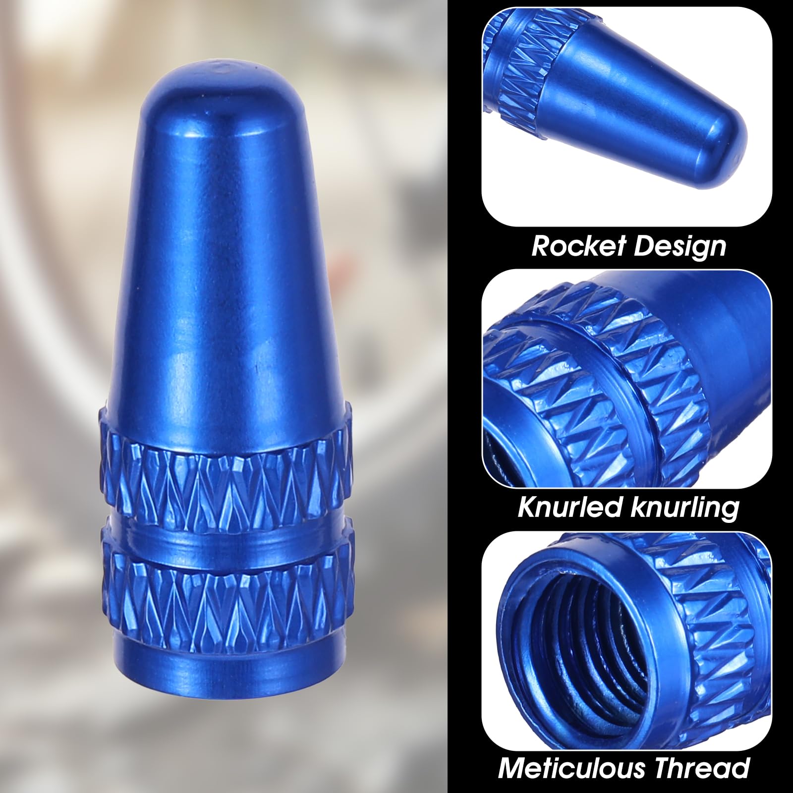 16Pcs Presta Valve Caps - 8 Colors Aluminum Bicycle Valve Stem Caps for MTB & Road Bikes | Durable Alloy Bike Tire Caps for Presta/French Valves | Rocket Style Design - Perfect for Cycling Enthusiasts & Bike Maintenance