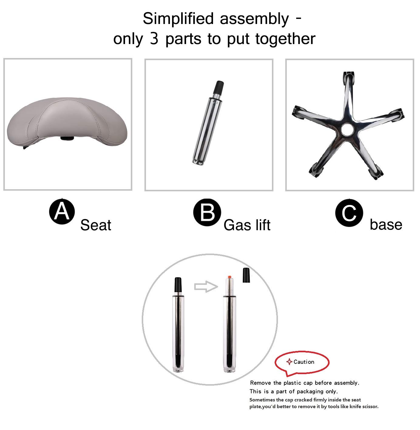 Kaleurrier Heavy Duty Rolling Saddle Stool - Adjustable Height Swivel Stool with Wheels, Ergonomic Lab Stool for Dentist Clinic, Salon, Massage, Office & Home Kitchen Use - Grey Backless Stool (Perfect for Medical Professionals, Hair Stylists & Home Chefs)