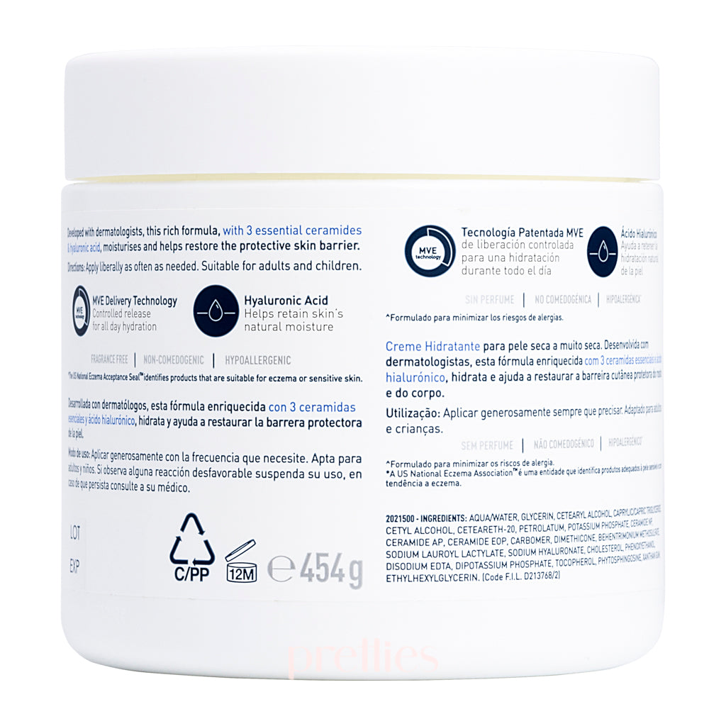 CeraVe Moisturizing Cream for Dry to Very Dry Skin | 16oz Facial & Body Moisturizer with Hyaluronic Acid & Ceramides | Daily Hydration for Sensitive Skin | Home & Travel Skincare Essential