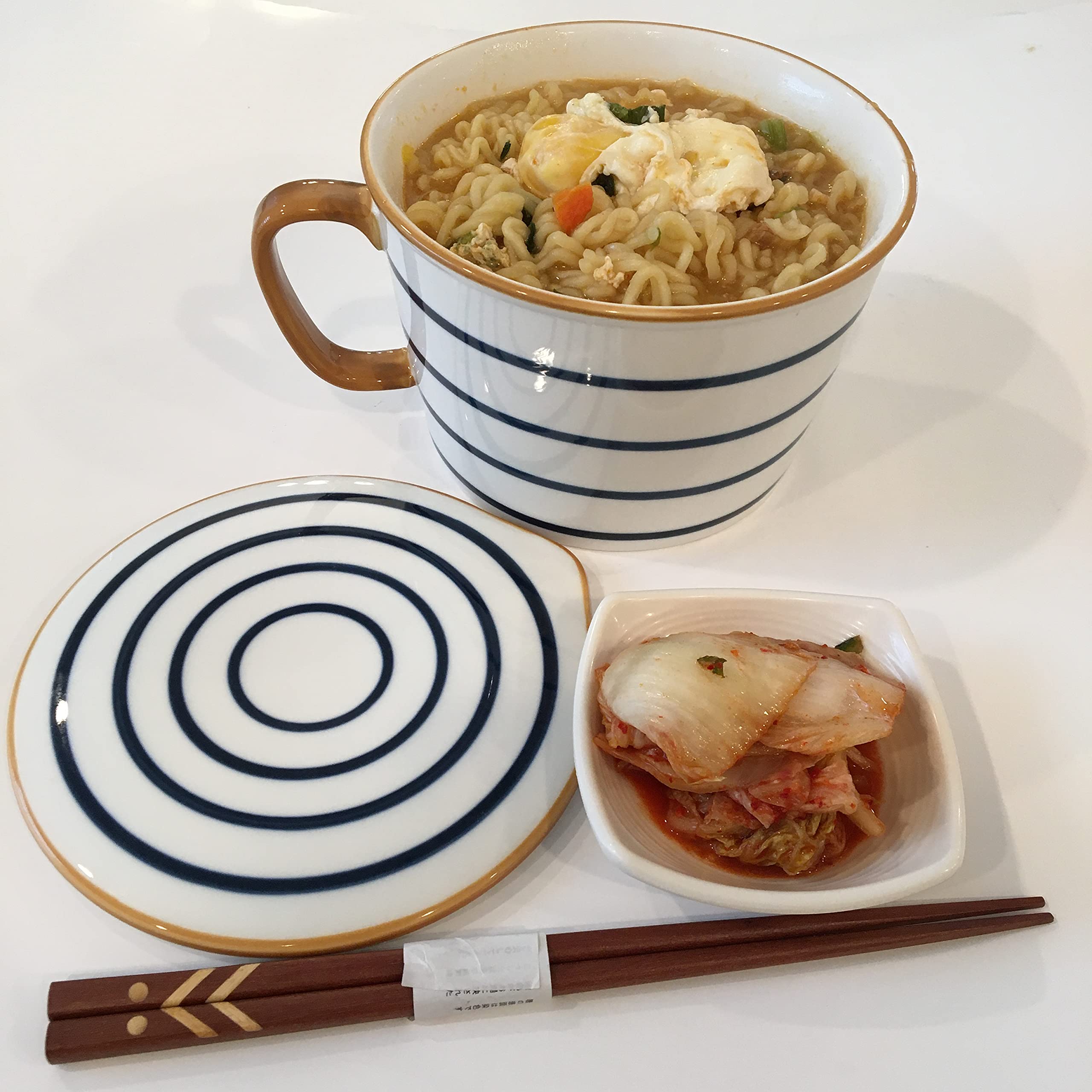 Premium Ceramic Noodle Bowl Set - Microwave Safe Ramen Soup Bowl with Lid & Chopsticks - Large Handled Asian Dinnerware for Ramen, Pho, Udon - Perfect Gift for Noodle Lovers & Home Dining