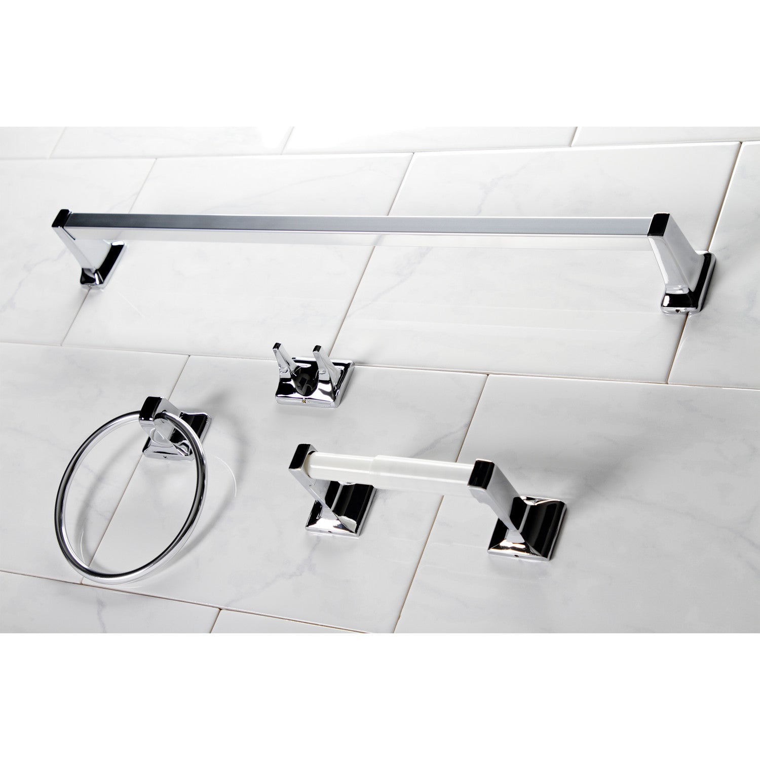 Americana BA0104C 4-Piece 24-Inch Chrome Towel Bar Set - Bathroom Hardware Accessories for Modern Homes, Spa & Guest Bathrooms