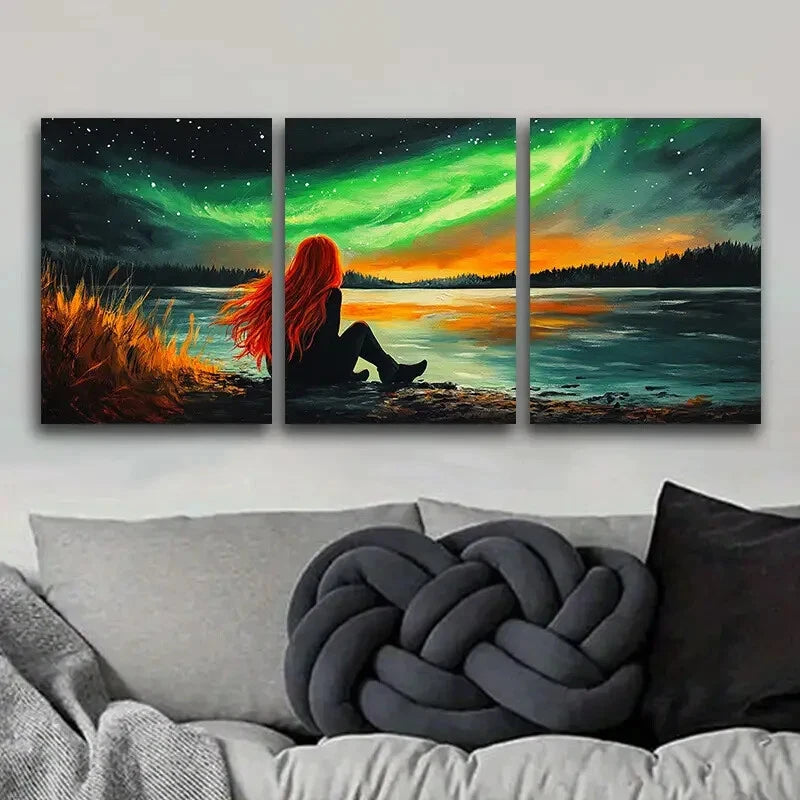 3-Piece Aurora Borealis Metal Art Print - Ready to Hang Wall Decor for Living Room, Bedroom & Office - Northern Lights Landscape Painting for Home & Office Decor