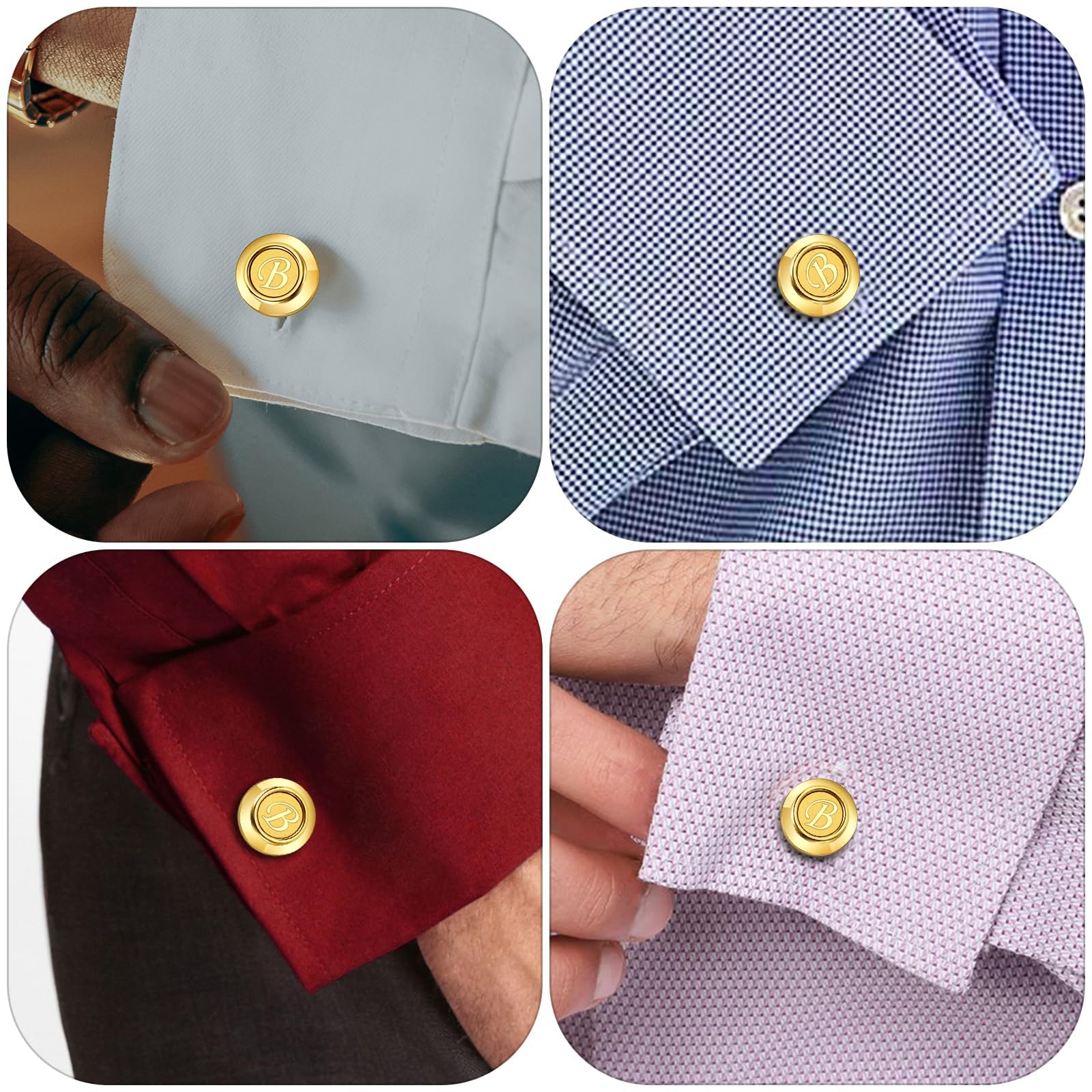 HAWSON 2 Inch Gold Engraved Letter Tie Clip & Cufflink Set for Men - A-Z Initials for Formal Business, Wedding & Office Wear - Perfect Gift for Groomsmen & Professionals