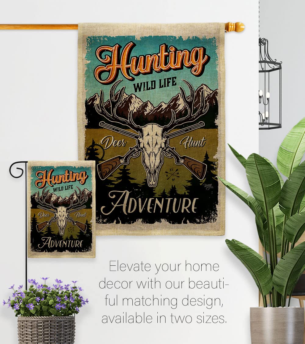 Wildlife Adventure Burlap Garden Flag Set - Double-Sided Deer Bear Wolf Design with Stand | Outdoor Farm Animal Decor for Yard, Patio & Garden | Made in USA | Perfect for Nature Lovers & Country Home Decor