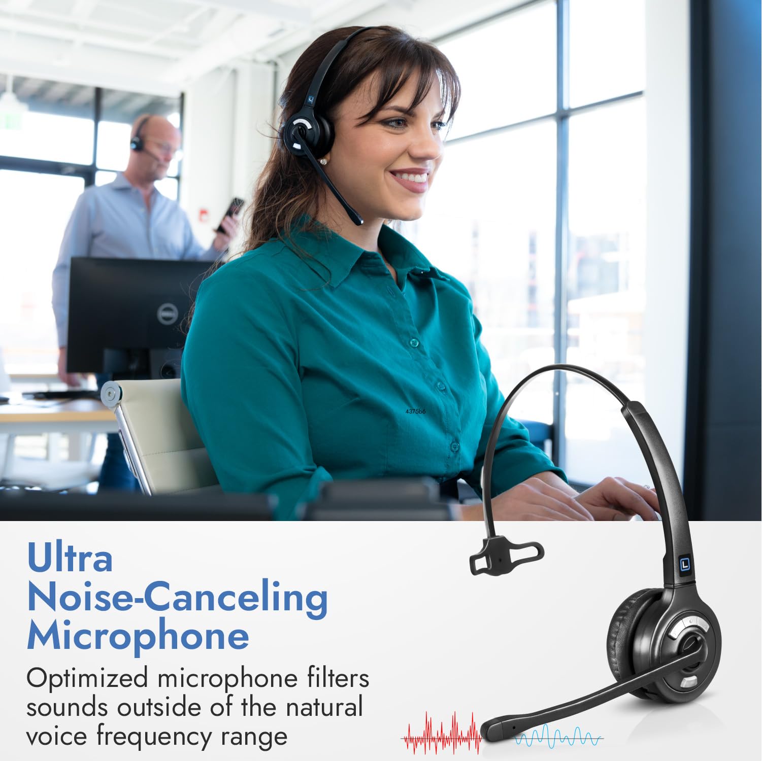 Leitner LH270 2-in-1 Wireless DECT Headset with Noise-Canceling Mic for Computer & Phone Calls - Office & Remote Work - 5 Year Warranty