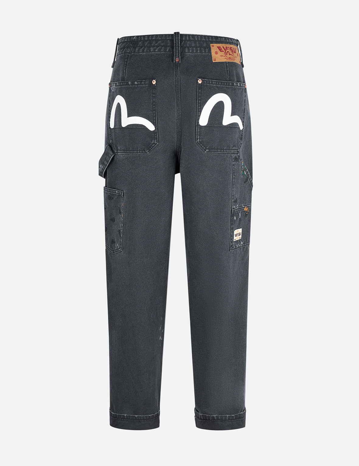 Seagull Embroidery & Logo Print Relaxed Fit Washed Denim Pants for Men - Casual Streetwear, Beach Outfits & Everyday Comfort