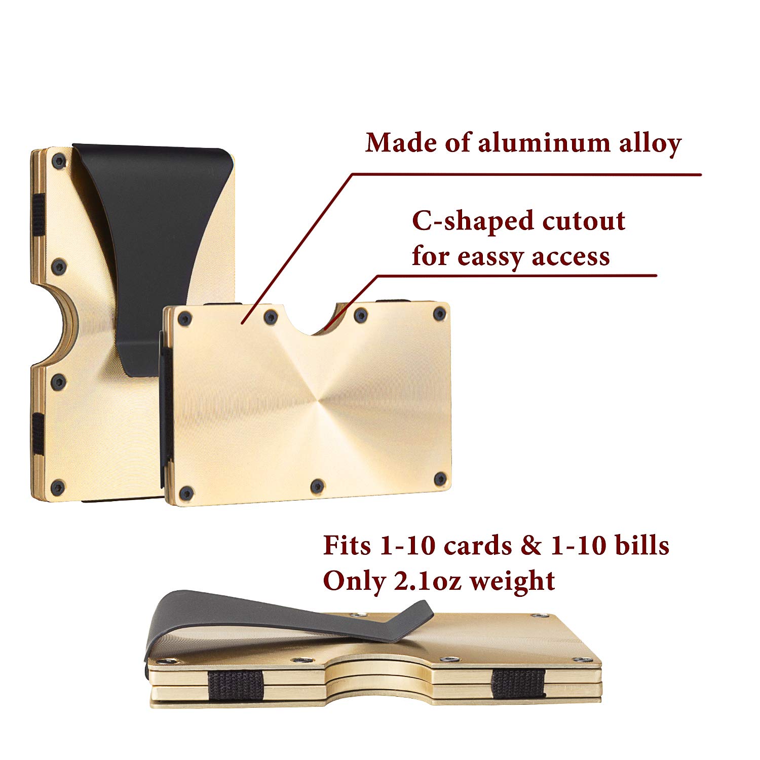 Personalized Best Man Gifts Set - Custom Engraved Aluminum Metal Wallet with Money Clip | Gold Groomsmen Gift Card Holder for Wedding | Perfect for Best Man, Groomsmen & Wedding Party Accessories