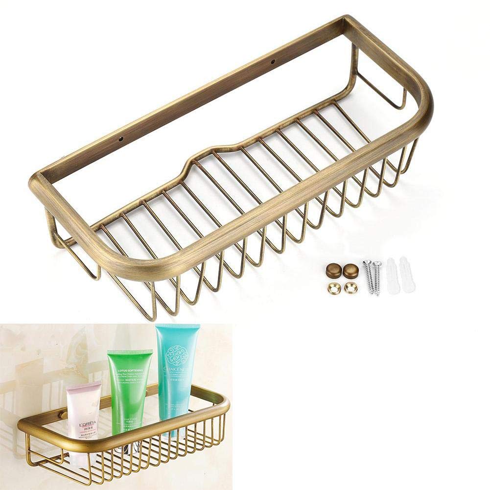 Yosoo Solid Copper Bathroom Shelf - 30cm Wall Mounted Shower Basket for Shampoo & Bath Storage | Rustproof & Durable Bathroom Organizer for Showers, Vanities & Spa Areas