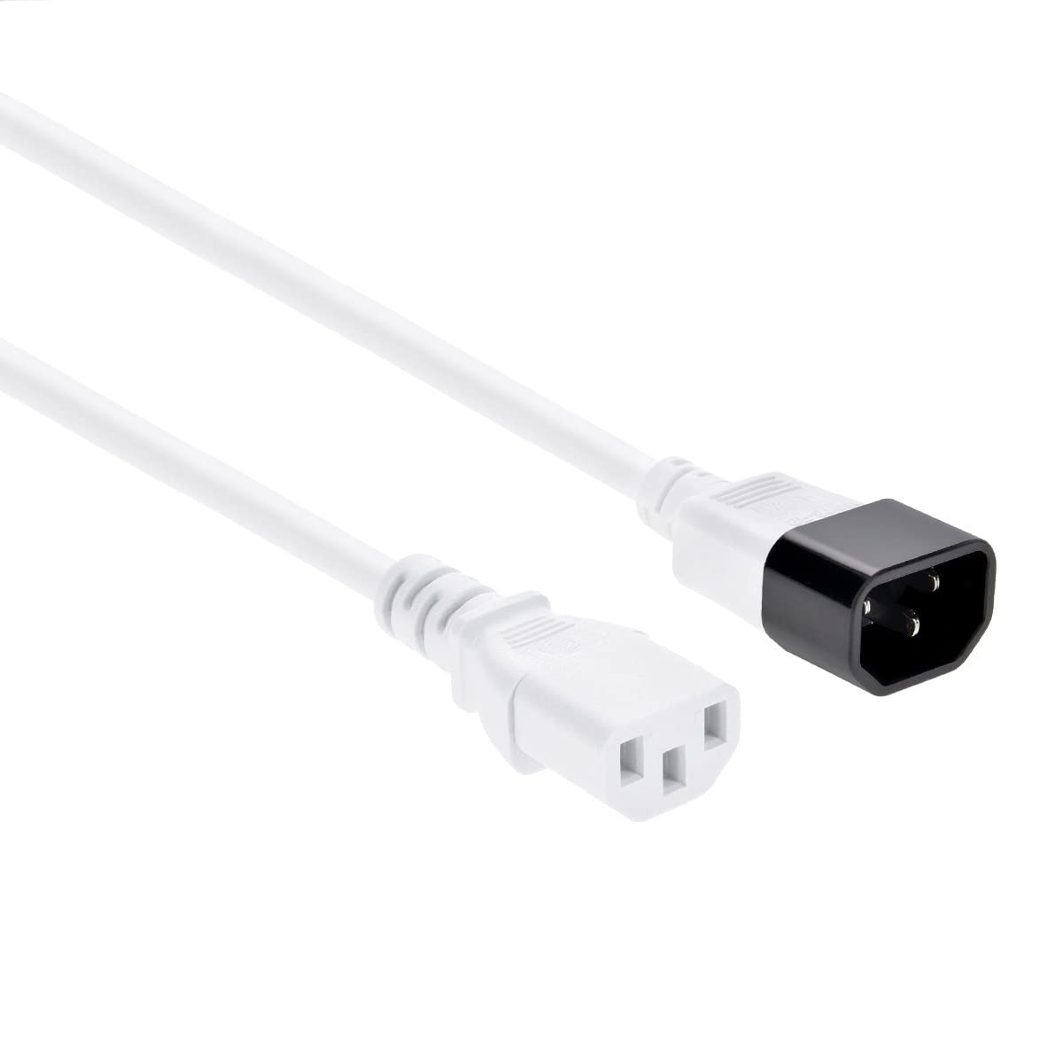 eDragon 2ft 14AWG Computer Monitor Power Extension Cord C13 to C14 - 15 Amp SJT Power Cable for PC, Server, PDU - 20 Pack White - Perfect for Office, Data Center & Home Workstation Setup