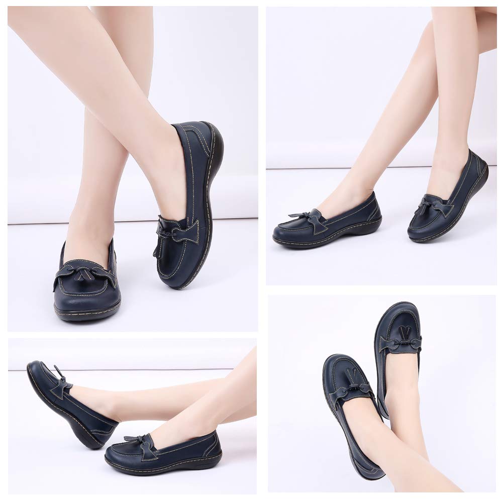 Maichal Women's Slip-On Loafers - Genuine Leather Comfort Dress Shoes with Tassel Detail | Perfect for Office, Business Casual & Formal Occasions