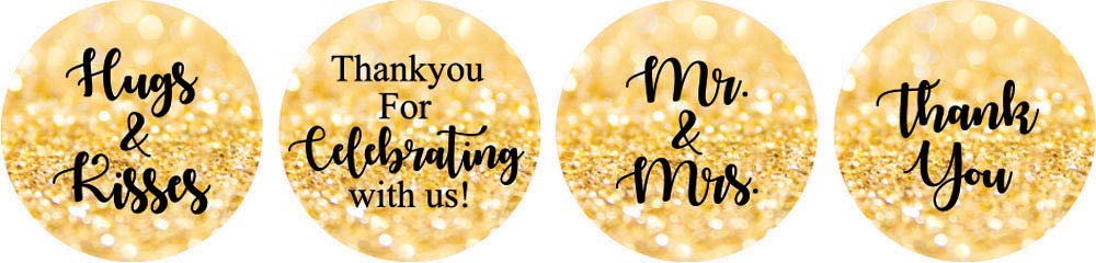 190 Pcs Gold Glitter Chocolate Candy Labels - Elegant Wedding Favor Stickers for Parties, Baby Showers & Gift Wrapping (Scrapbooking, Dessert Decorations, DIY Crafts)
