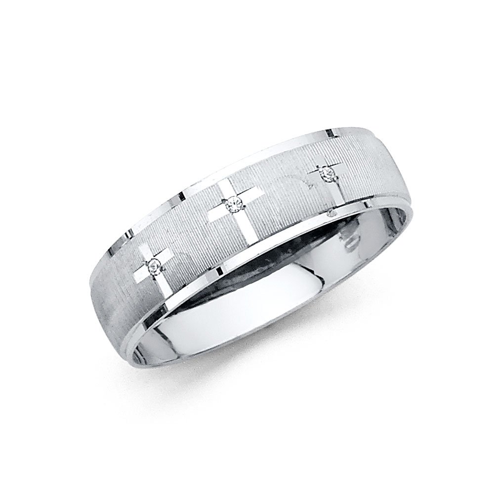 14K Two-Tone or White Gold Diamond-Cut Men's Wedding Band – Perfect for Engagement, Anniversary & Special Occasions