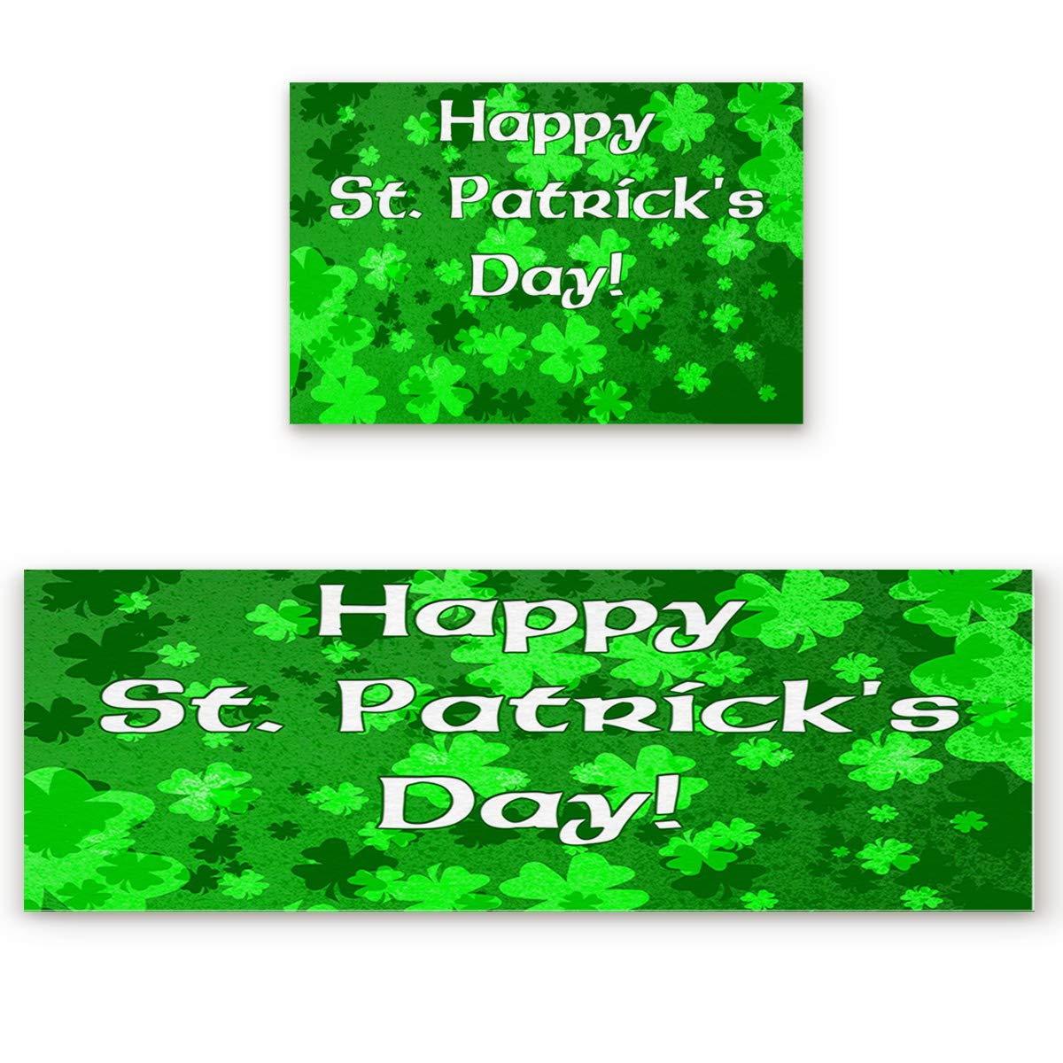 LooPoP St. Patrick's Day Kitchen Mats - Anti-Fatigue Cushioned Floor Mats, Non-Slip Washable 2-Piece Set, Green Spring Decor for Kitchen, Dining Room & Entryway